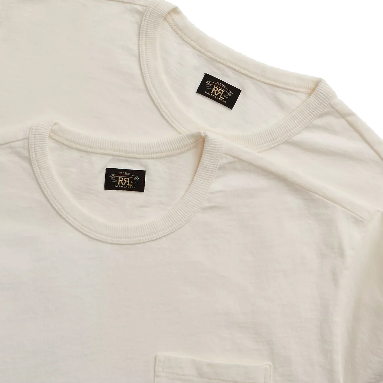 RRL by Ralph Lauren Garment-Dyed Pocket T-Shirt Two-Pack Warm White - Image 5