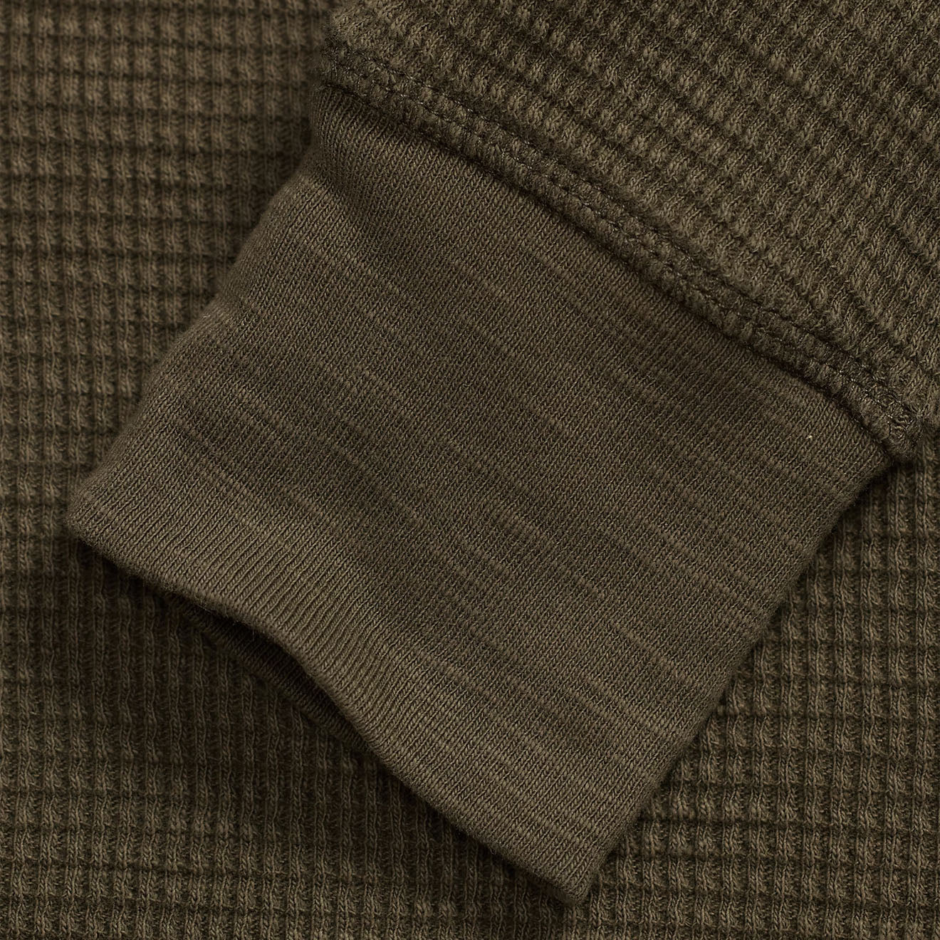 RRL By Ralph Lauren Garment-Dyed Waffle-Knit Crewneck Olive Brown - Image 2