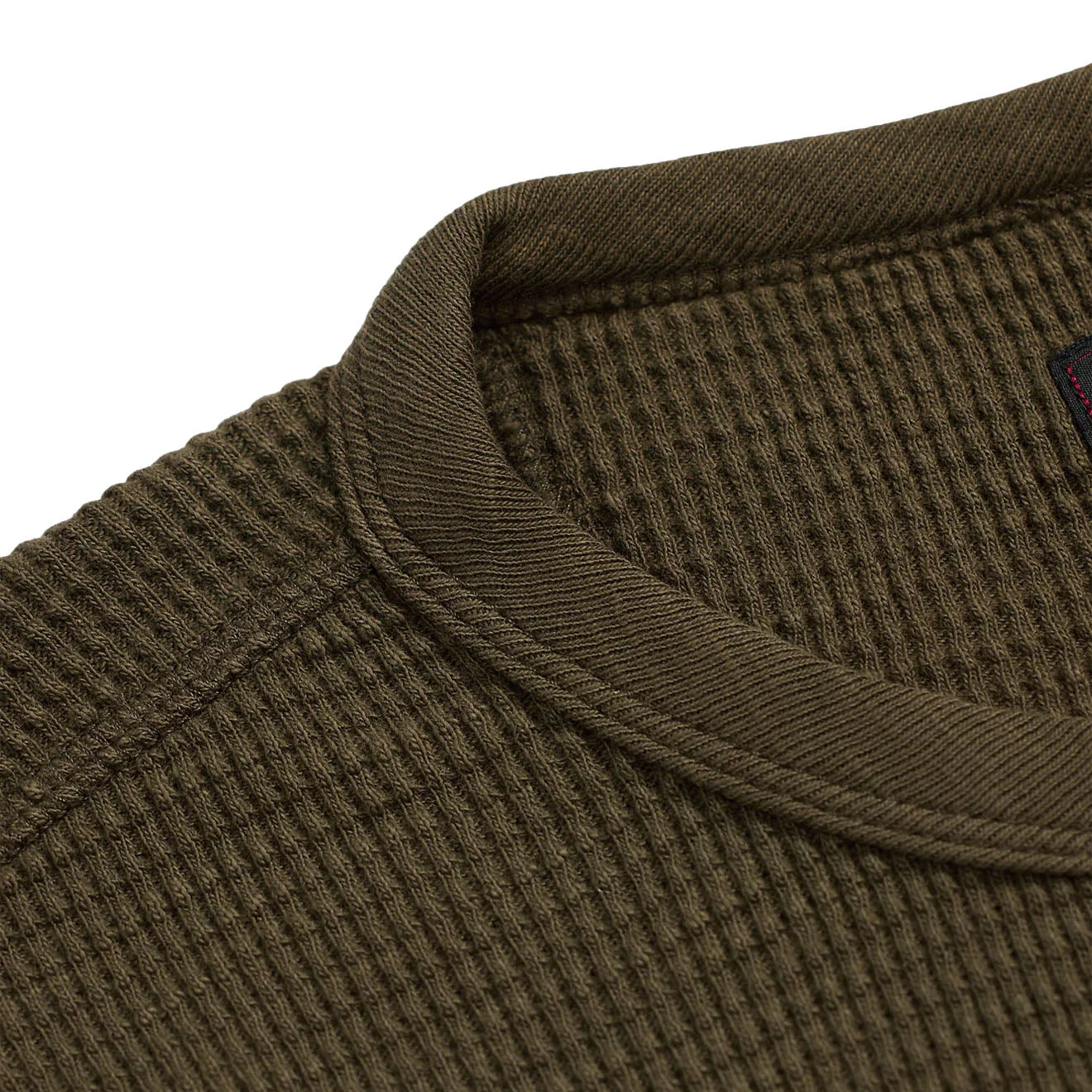RRL By Ralph Lauren Garment-Dyed Waffle-Knit Crewneck Olive Brown - Image 3