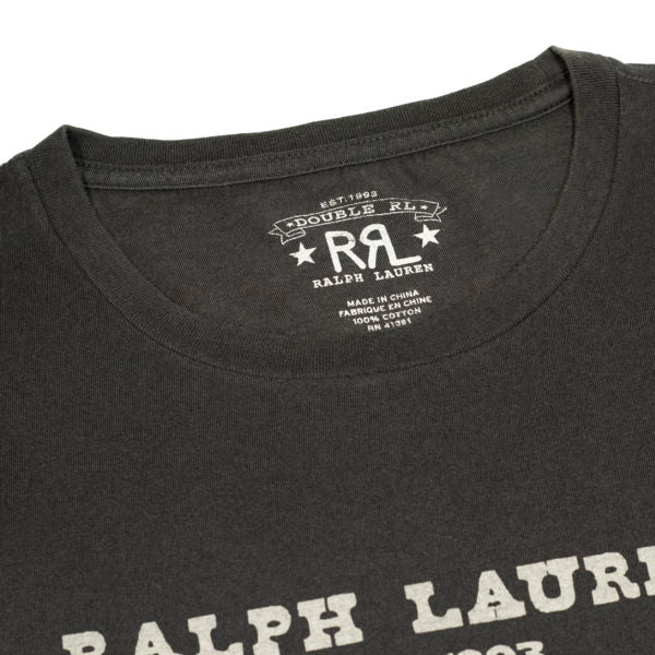 RRL by Ralph Lauren Graphic Logo T-Shirt Faded Black Canvas - Image 3