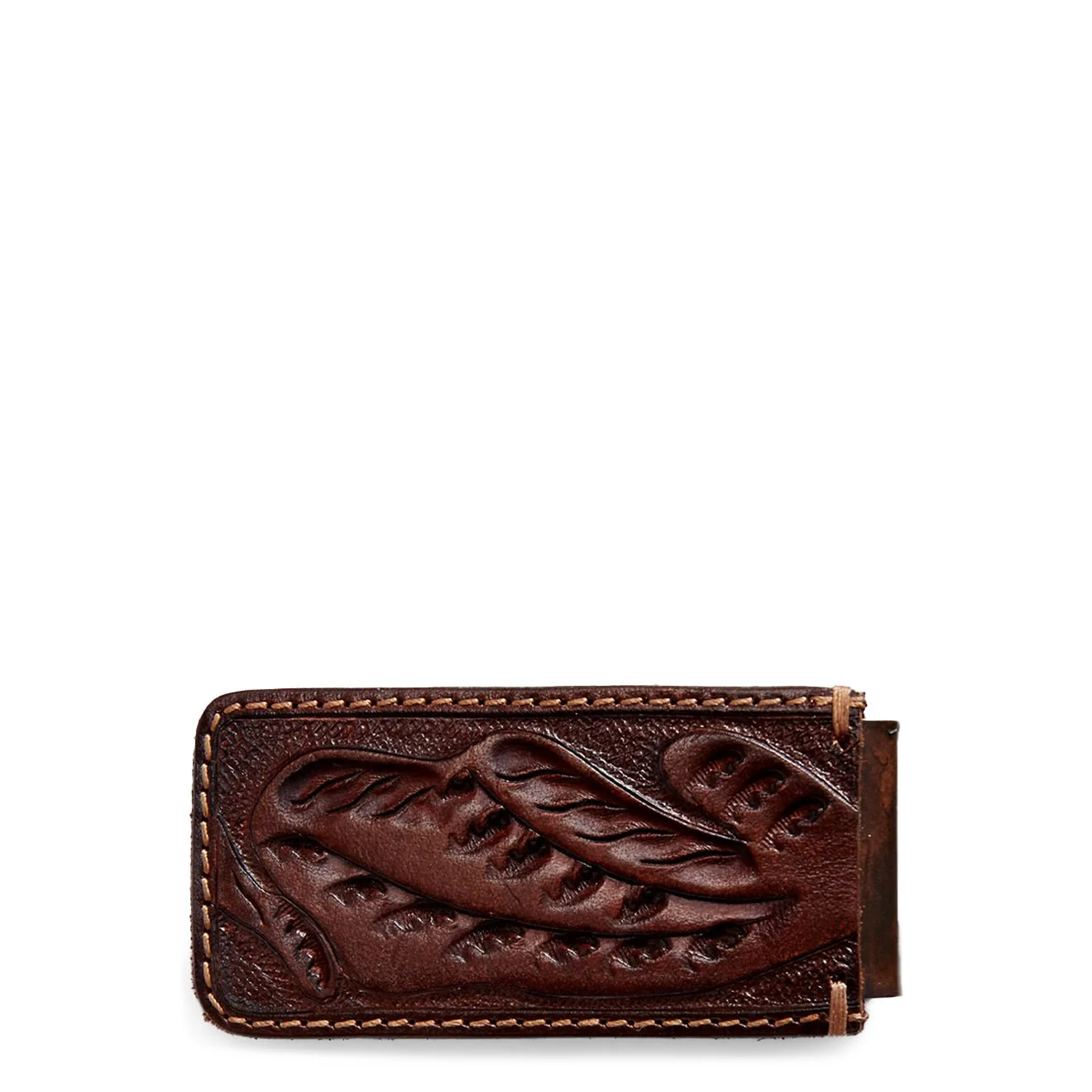 RRL By Ralph Lauren Hand-Tooled Leather Money Clip Copper - Image 2