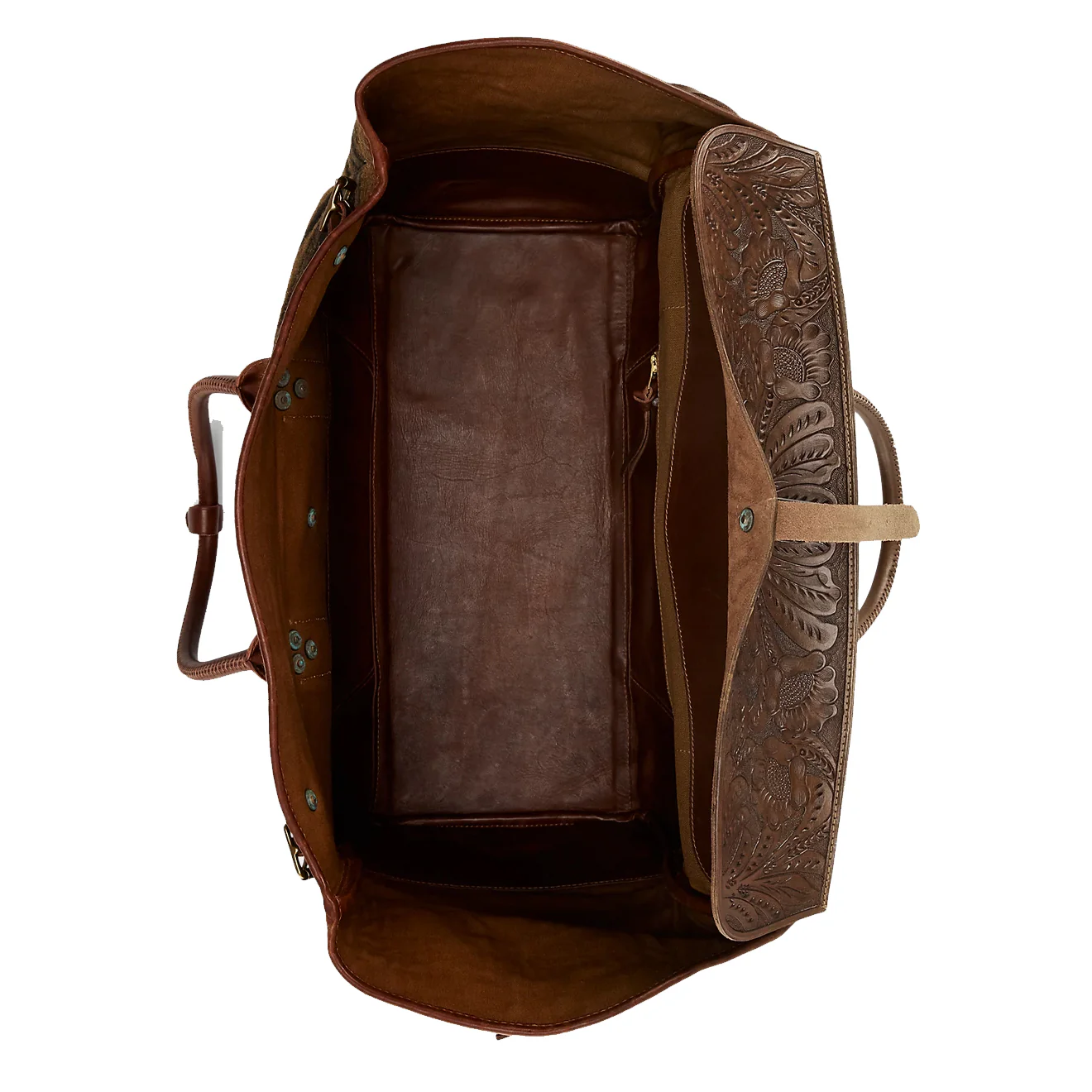 RRL by Ralph Lauren Handwoven Jacquard Overnight Bag Grey / Brown Multi - Image 4