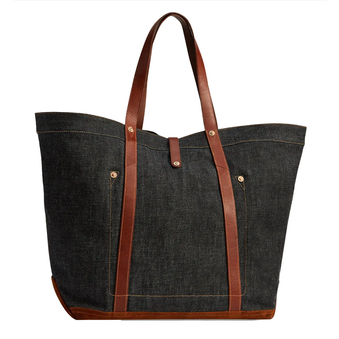 RRL by Ralph Lauren Leather-Trim Denim Tote Indigo - Image 2