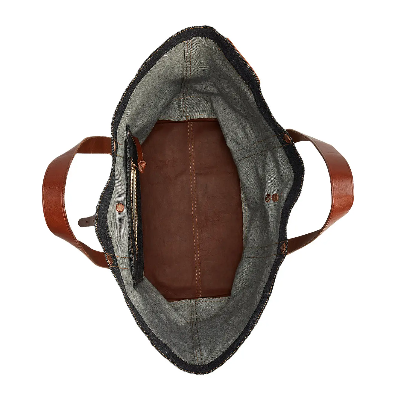 RRL by Ralph Lauren Leather-Trim Denim Tote Indigo - Image 3