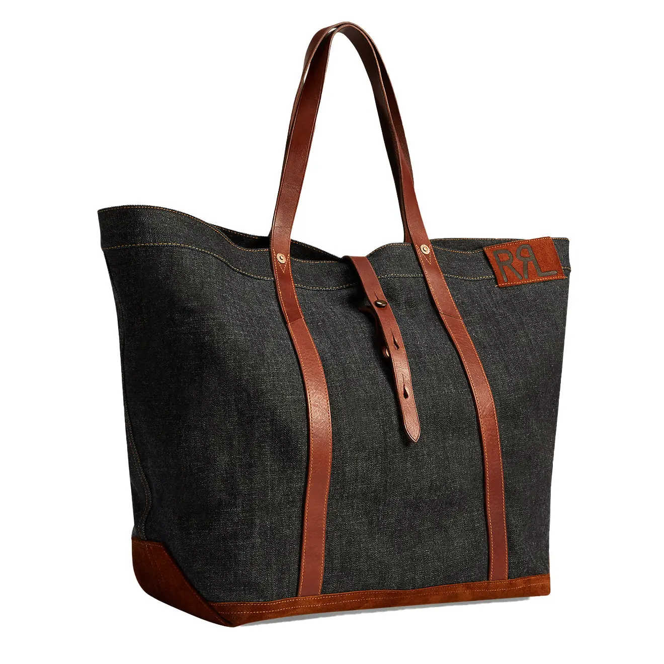 RRL by Ralph Lauren Leather-Trim Denim Tote Indigo - Image 4