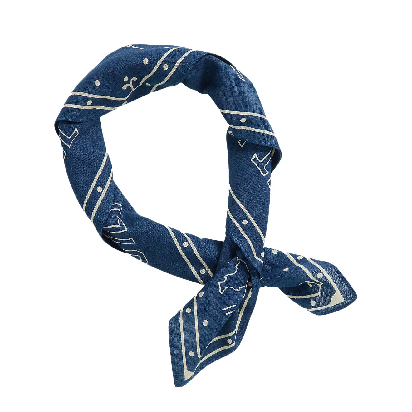 RRL By Ralph Lauren Indigo Cotton Graphic Bandanna Indigo/Cream - Image 2