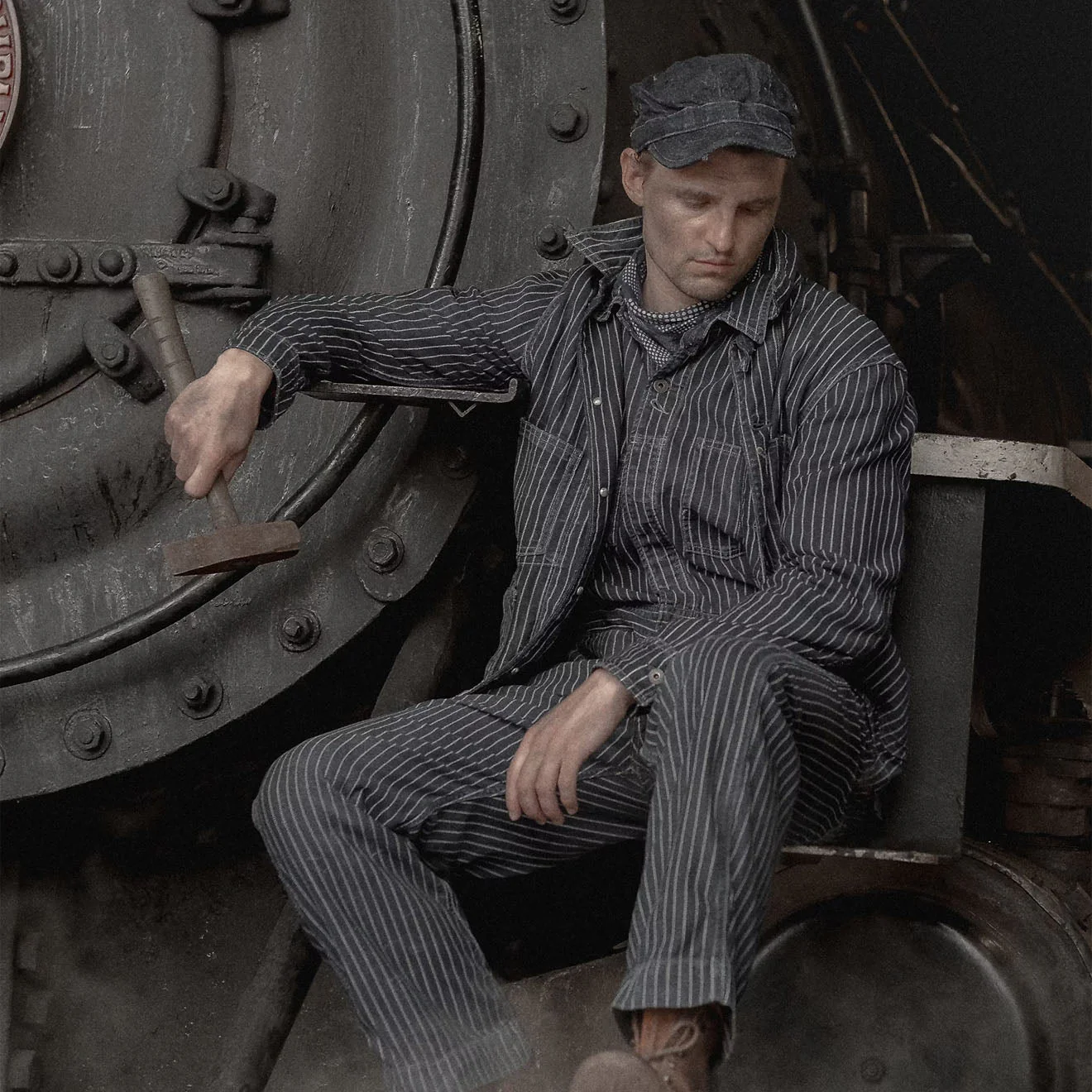 RRL By Ralph Lauren Indigo Dot-Stripe Twill Engineer Coat Indigo Rinse - Image 4