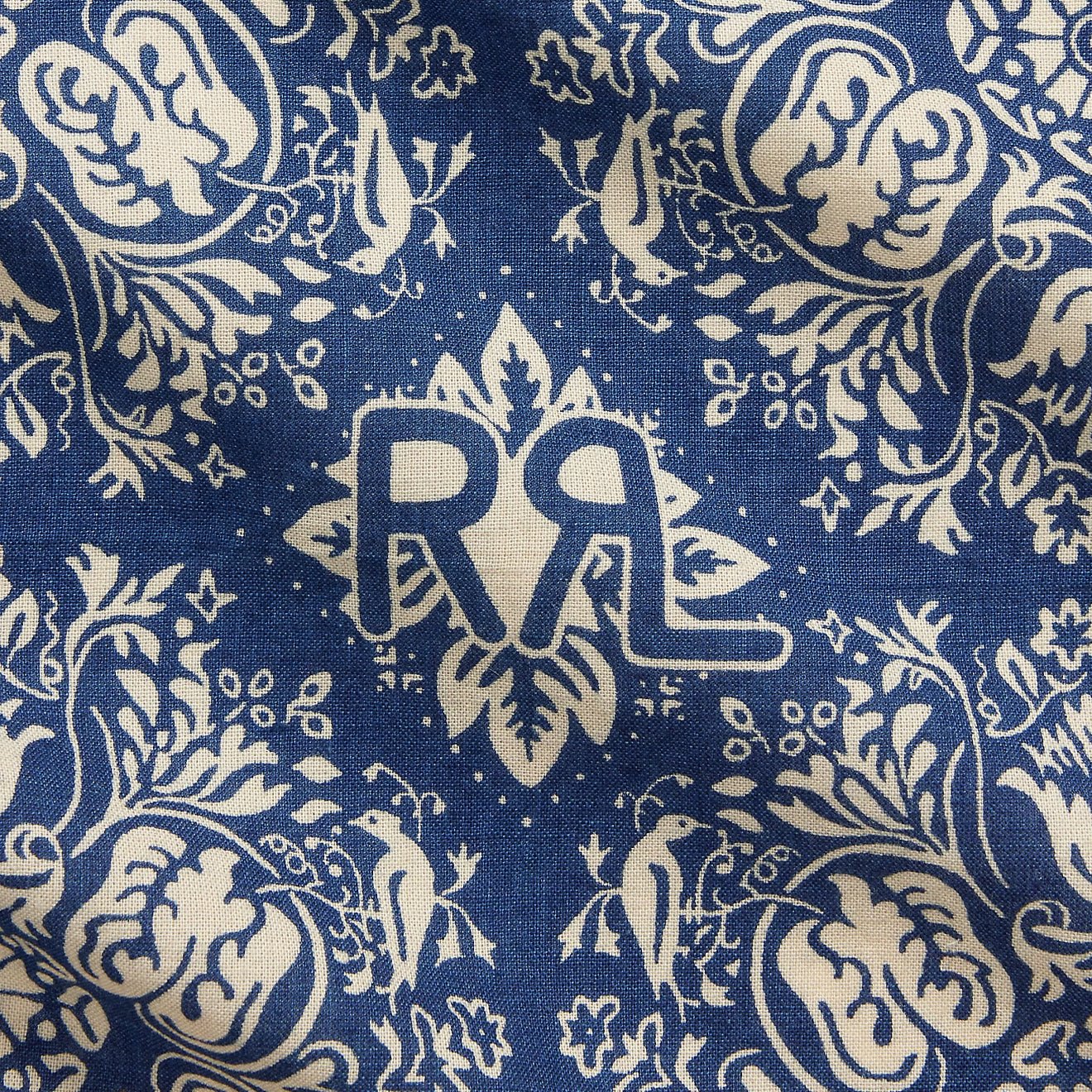 RRL By Ralph Lauren Indigo Floral-Print Cotton Bandanna Indigo / Cream - Image 3