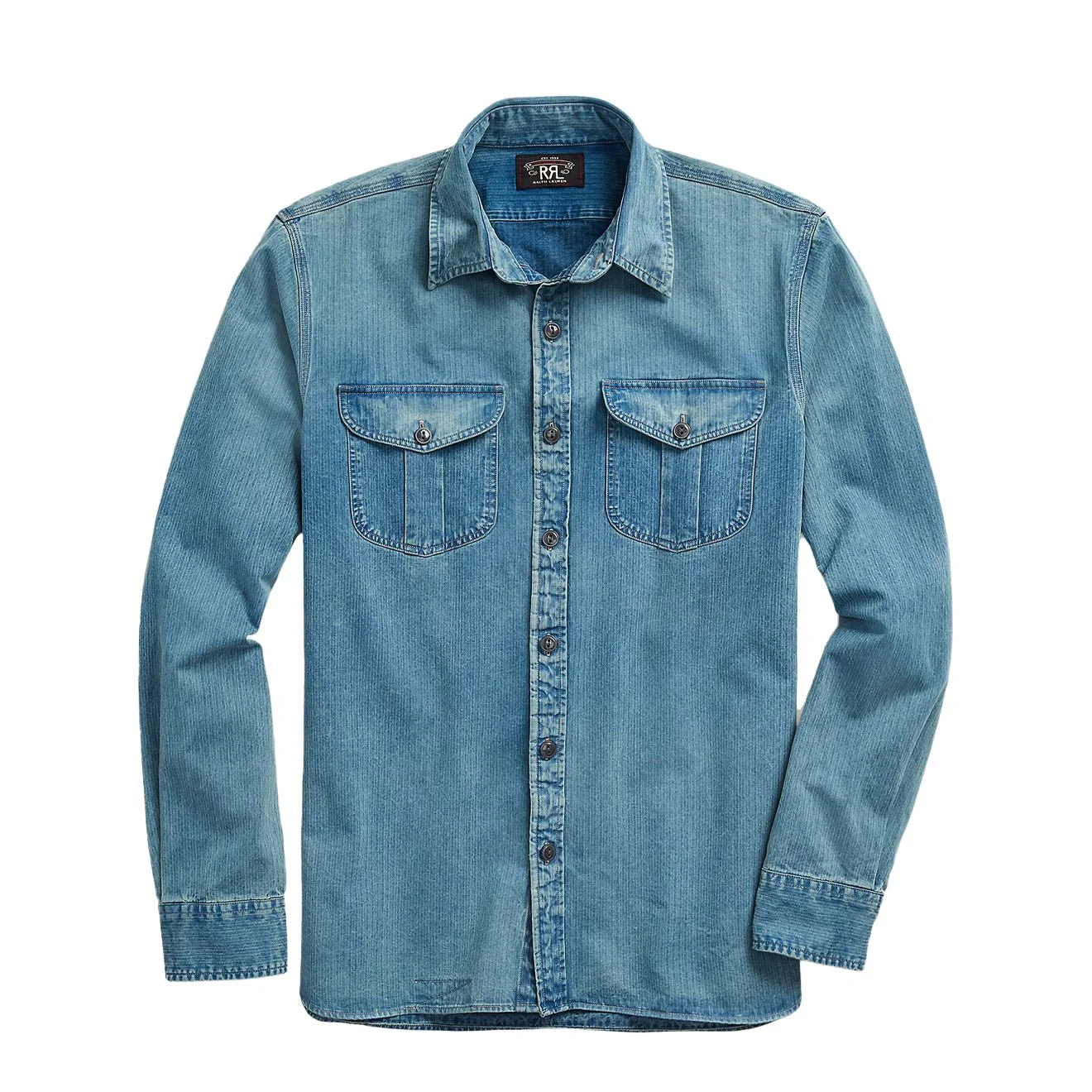 RRL By Ralph Lauren Indigo Herringbone Twill Workshirt Faded Indigo