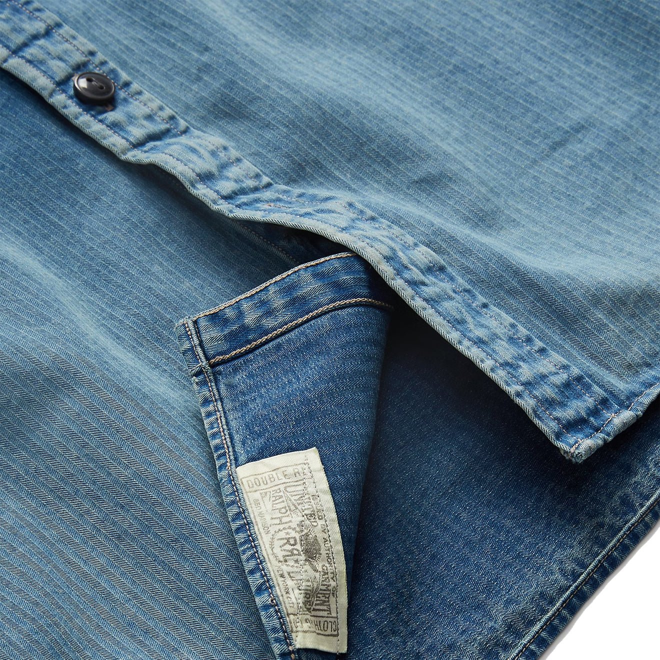 RRL By Ralph Lauren Indigo Herringbone Twill Workshirt Faded Indigo - Image 4