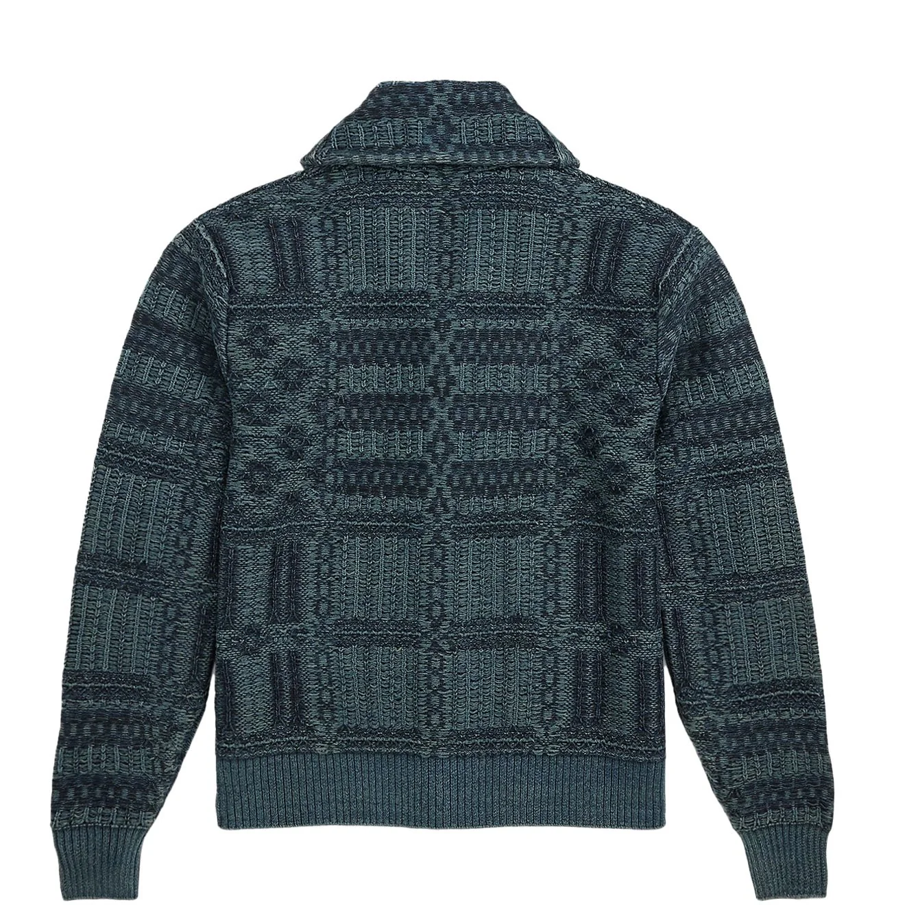 RRL By Ralph Lauren Indigo Jacquard Knit Cotton Cardigan Indigo Multi - Image 2