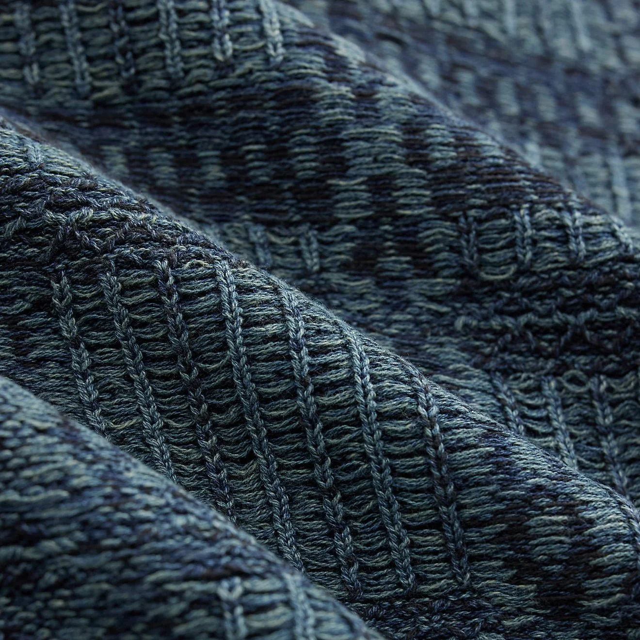 RRL By Ralph Lauren Indigo Jacquard Knit Cotton Cardigan Indigo Multi - Image 5
