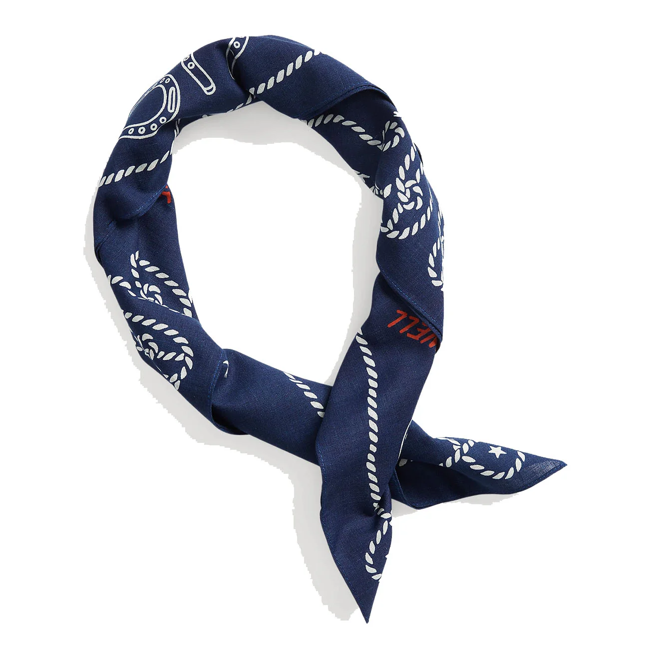 RRL by Ralph Lauren Indigo Jean-Print Cotton Bandana Indigo/Cream/Red - Image 3