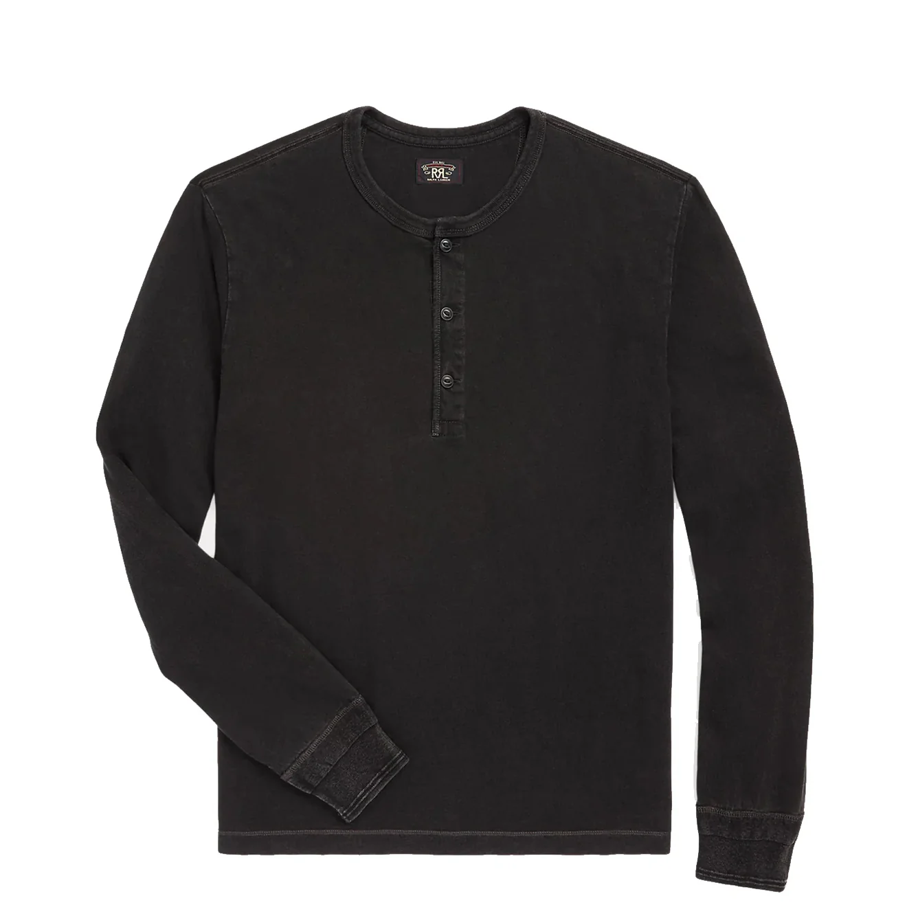 RRL by Ralph Lauren Indigo Jersey Henley Shirt Sulphur Black