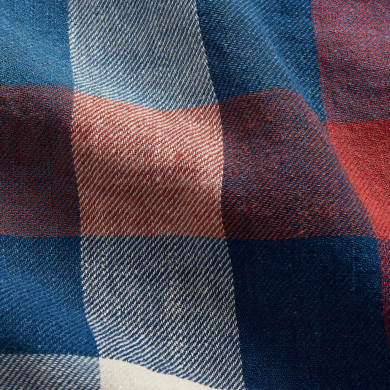 RRL by Ralph Lauren Indigo Plaid Cotton-Linen Workshirt Red/Indigo - Image 2