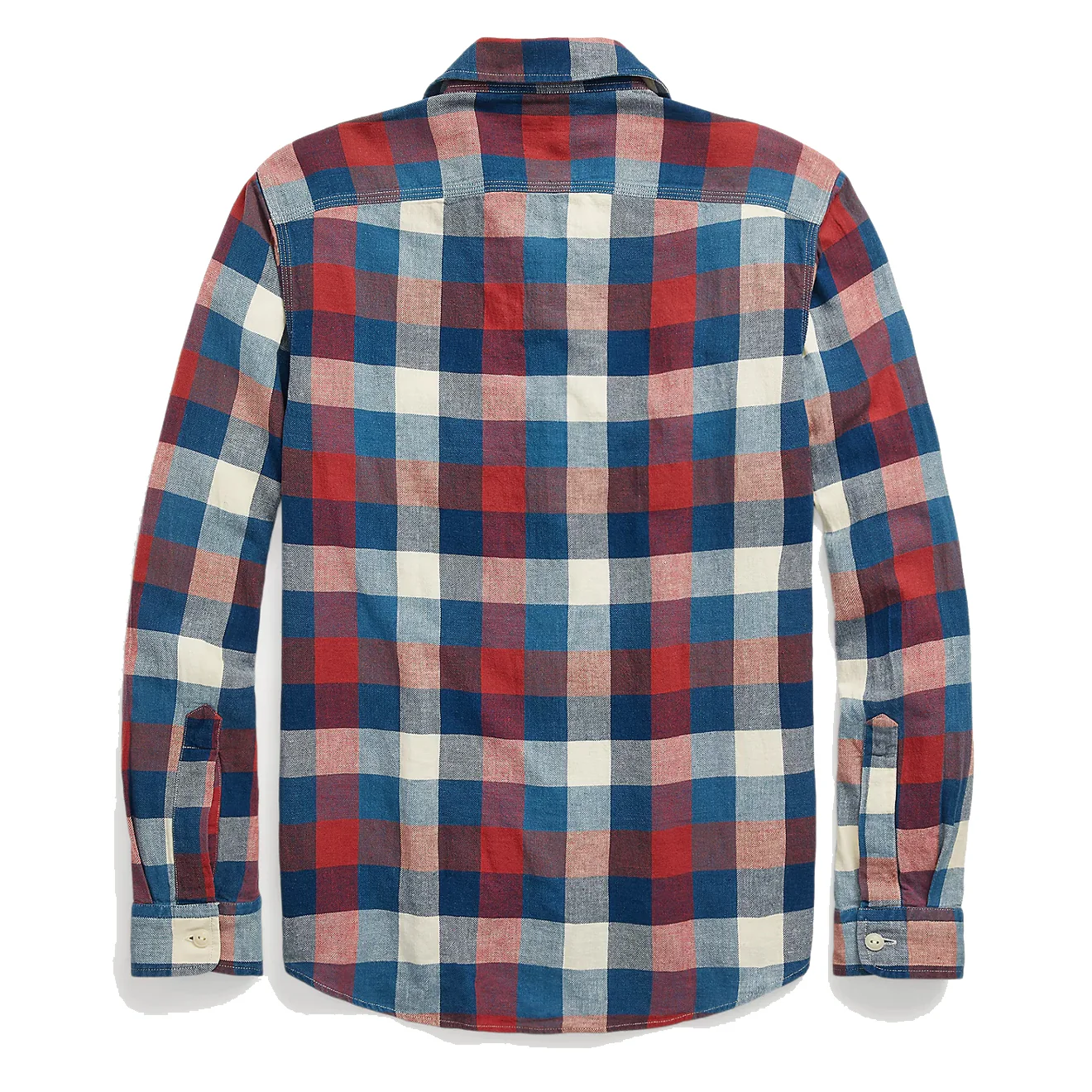RRL by Ralph Lauren Indigo Plaid Cotton-Linen Workshirt Red/Indigo - Image 6