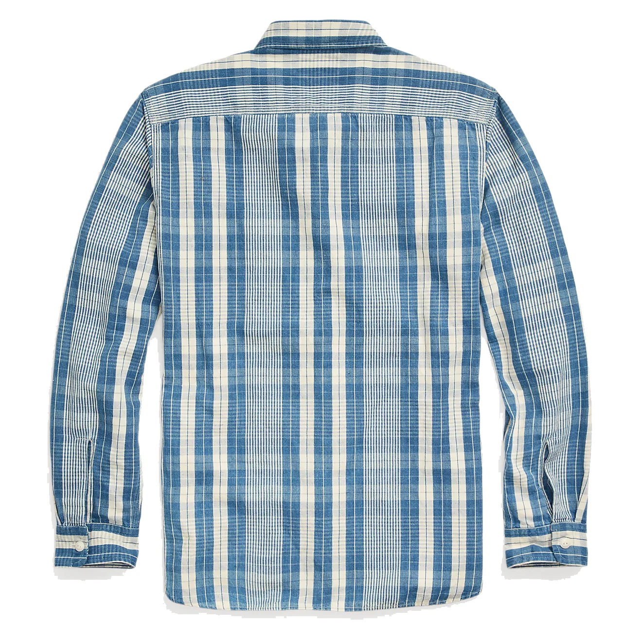 RRL by Ralph Lauren Indigo Plaid Cotton-Linen Workshirt RL-711 Indigo/Creme - Image 2