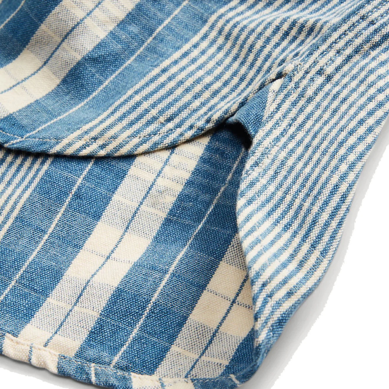 RRL by Ralph Lauren Indigo Plaid Cotton-Linen Workshirt RL-711 Indigo/Creme - Image 3
