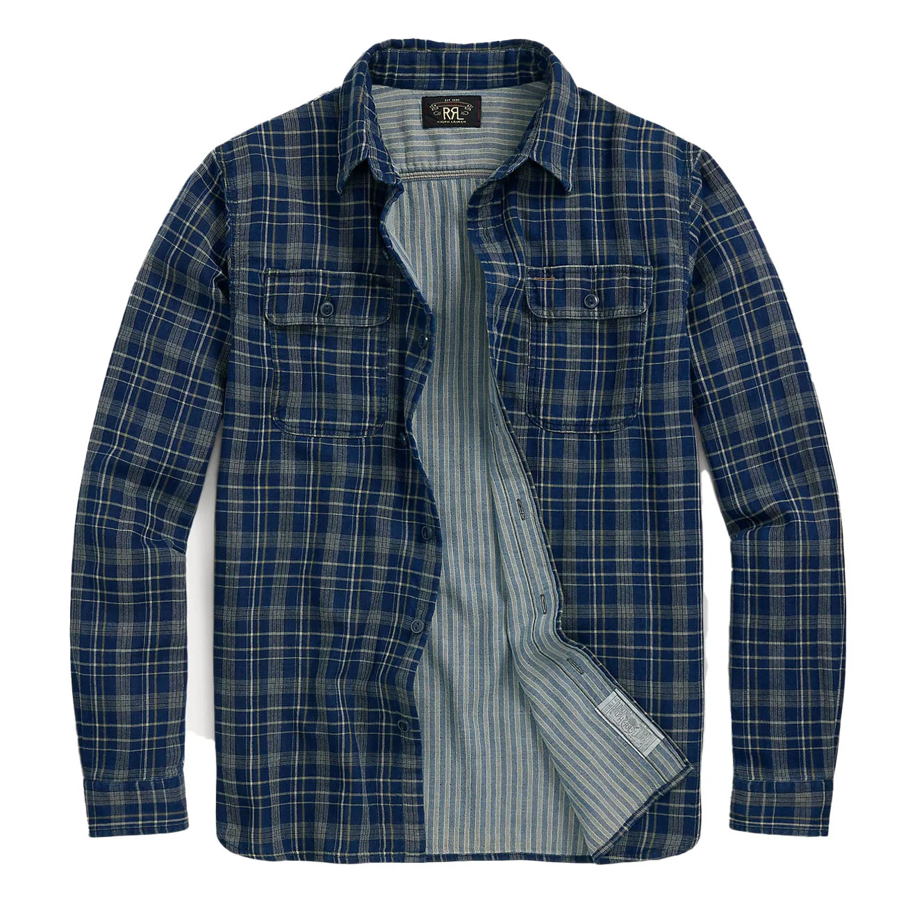 RRL By Ralph Lauren Indigo Plaid Double-Faced Workshirt Indigo Plaid/Strip - Image 2