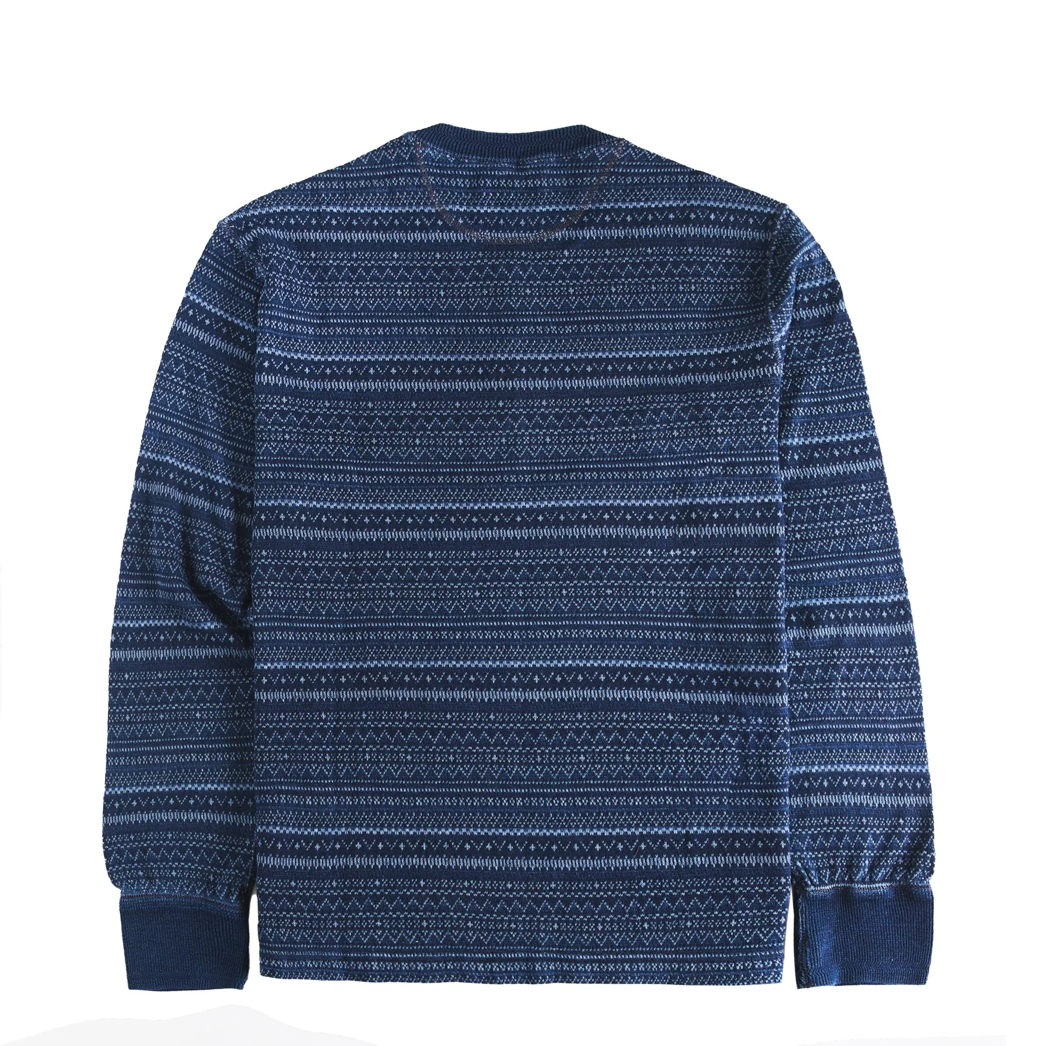 RRL By Ralph Lauren Jacquard Henley Long Sleeve Pullover Indigo / Multi - Image 2
