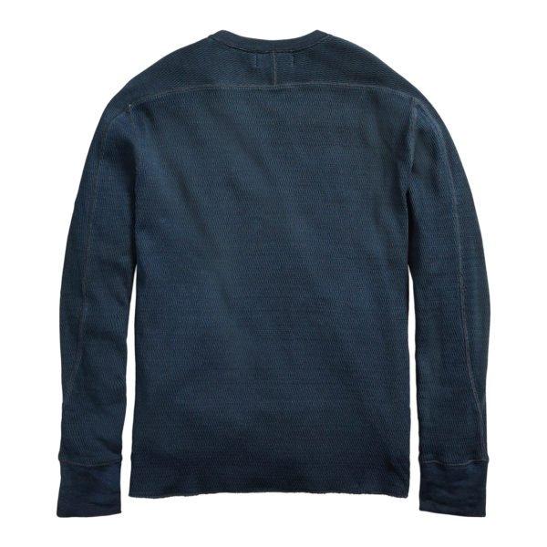 RRL by Ralph Lauren Jacquard-Knit Crew Neck L/S T-Shirt Rinsed Blue Indigo - Image 2