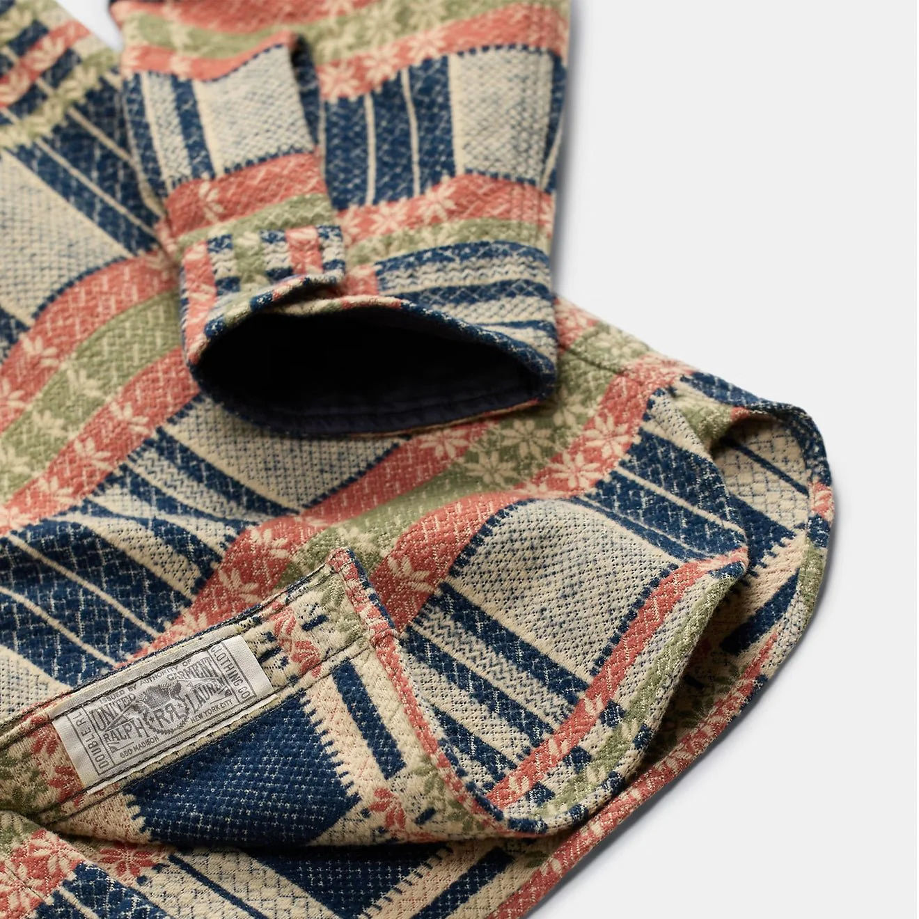 RRL by Ralph Lauren Jacquard Workshirt Navy Multi - Image 4