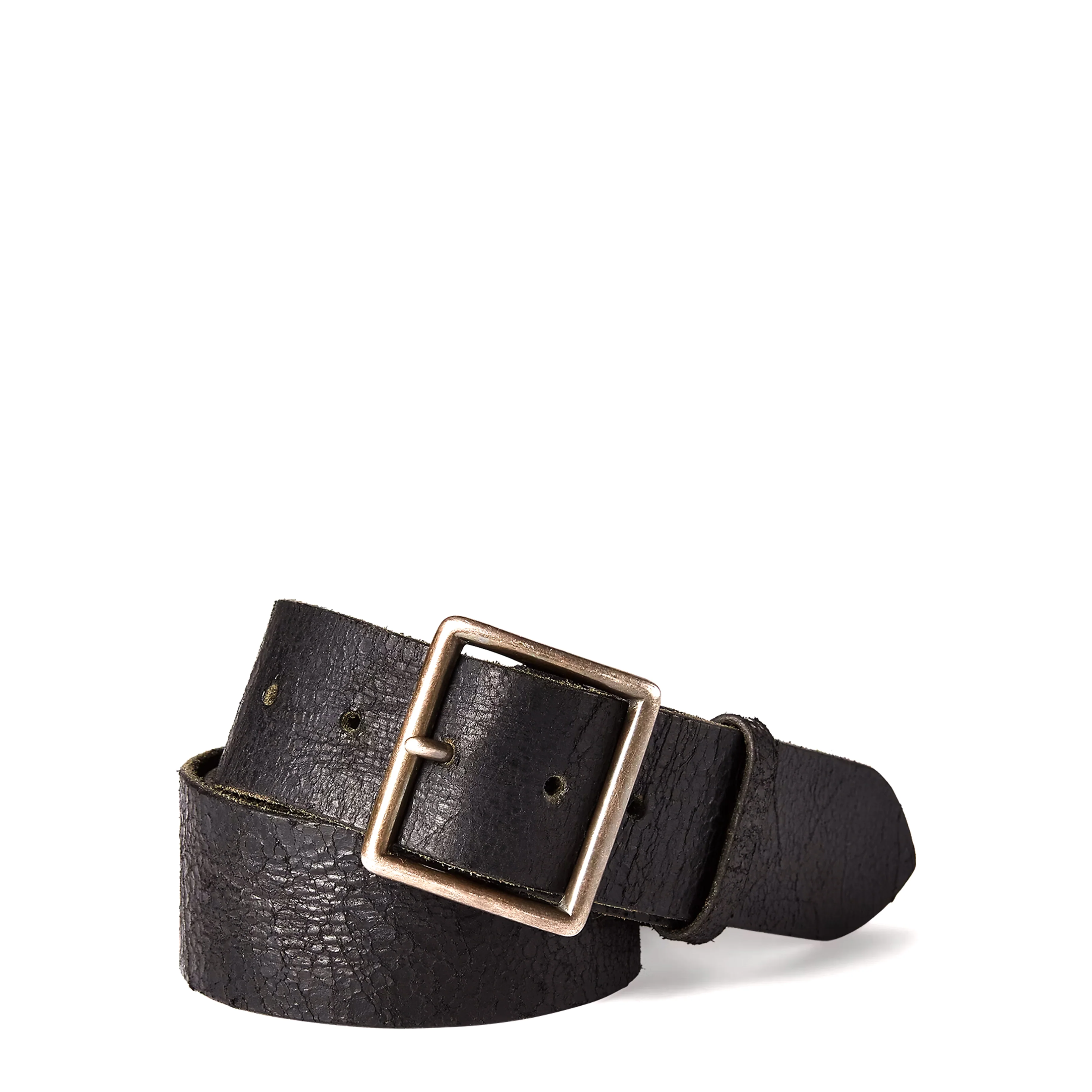 RRL by Ralph Lauren Jones Distressed Leather Belt Vintage Black