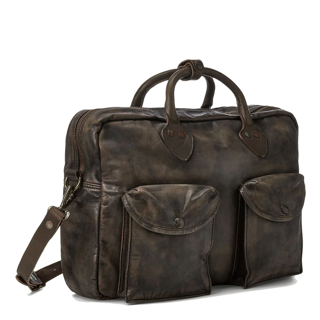 RRL by Ralph Lauren Leather Briefcase Dark Brown - Image 3