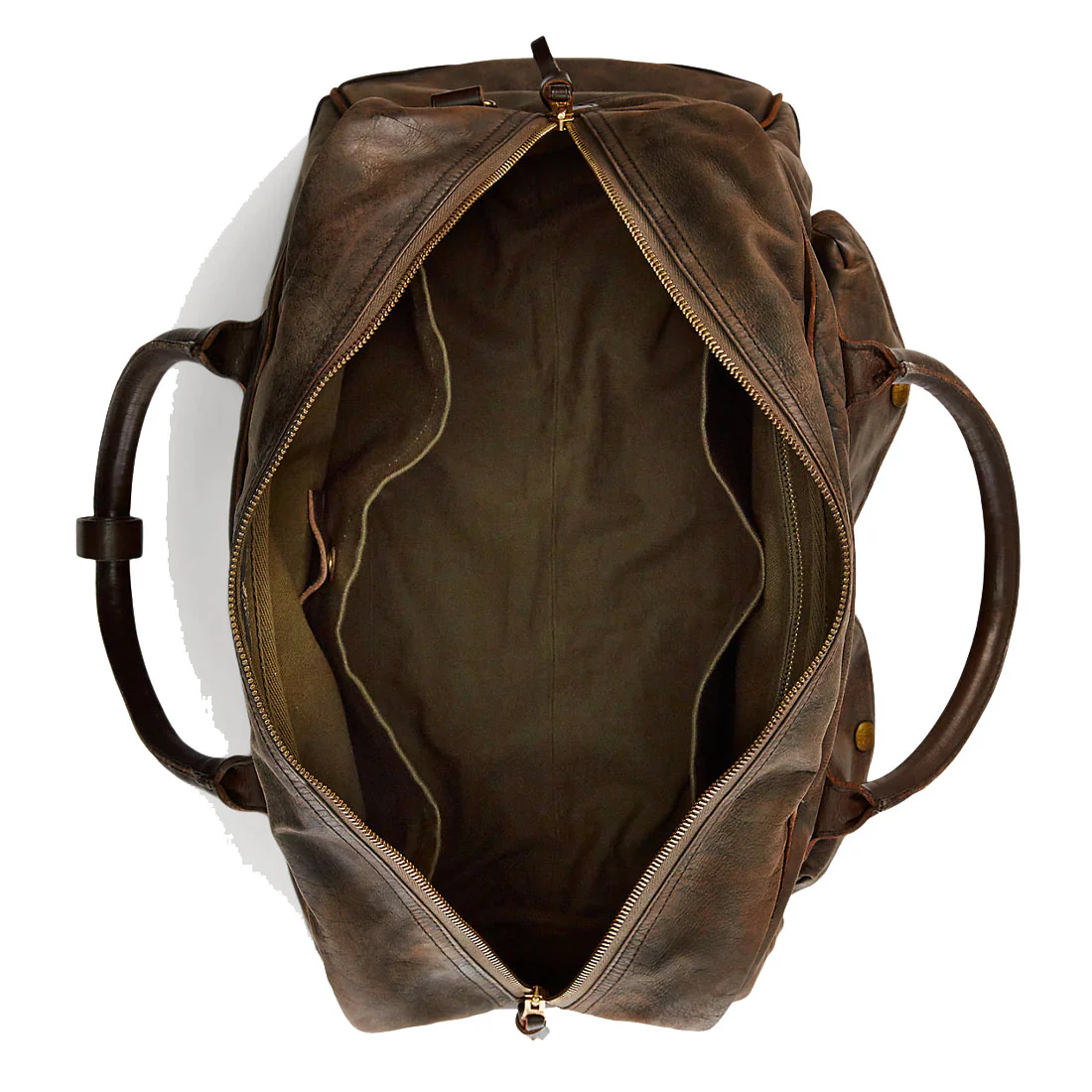 RRL by Ralph Lauren Leather Duffel Black Over Brown - Image 4