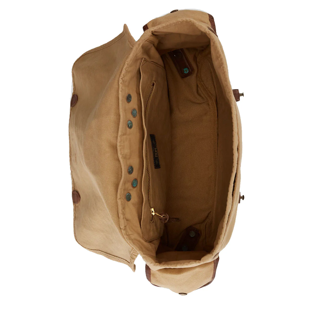 RRL by Ralph Lauren Leather-Trim Canvas Briefcase Khaki/Brown - Image 4