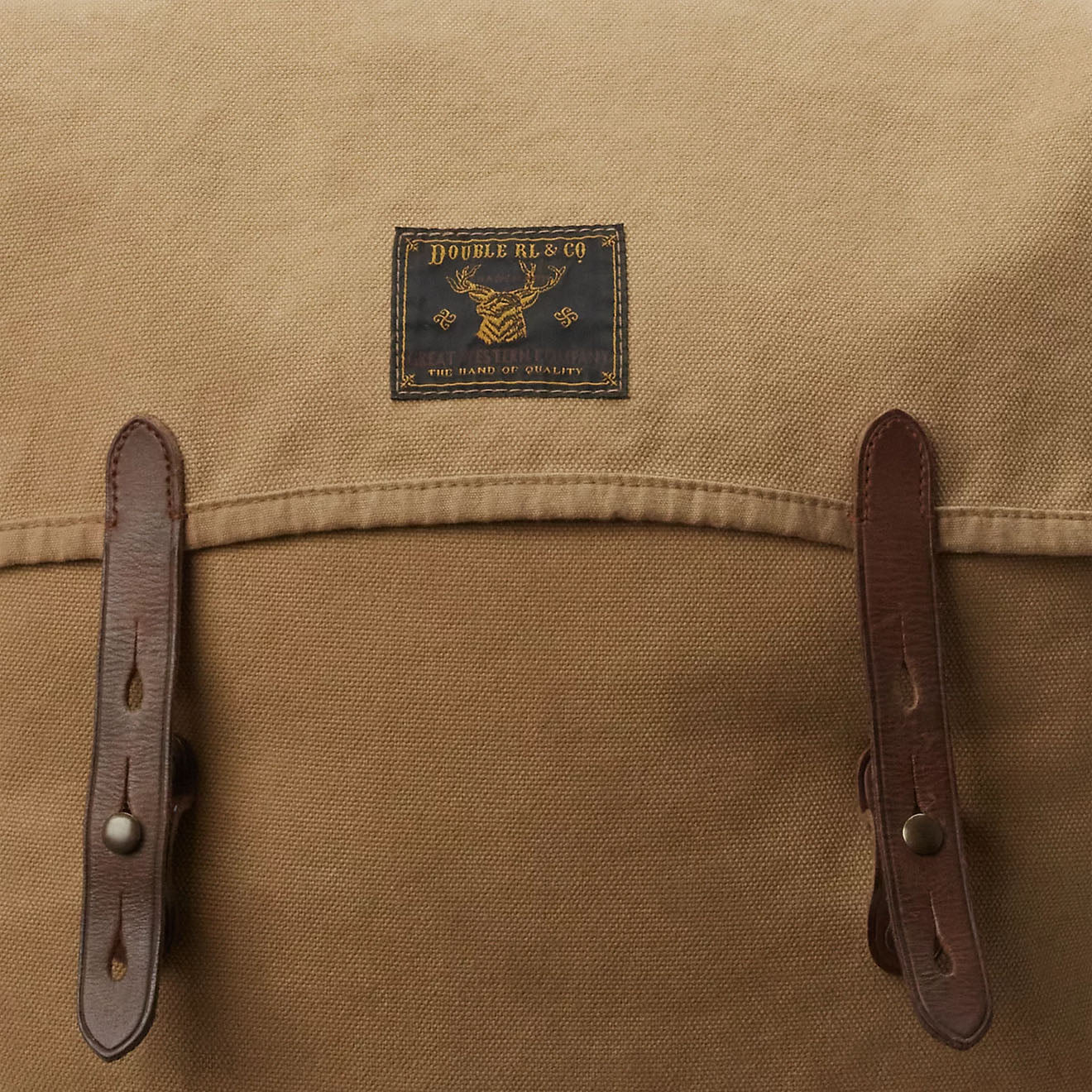 RRL by Ralph Lauren Leather-Trim Canvas Briefcase Khaki/Brown - Image 5
