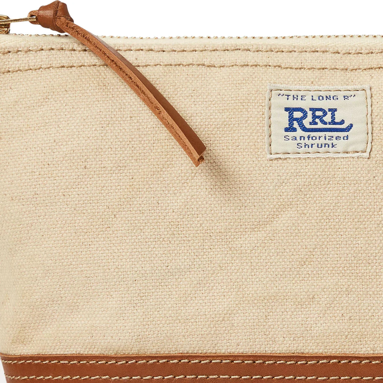 RRL by Ralph Lauren Leather-Trim Canvas Pouch Greige/Brown - Image 2