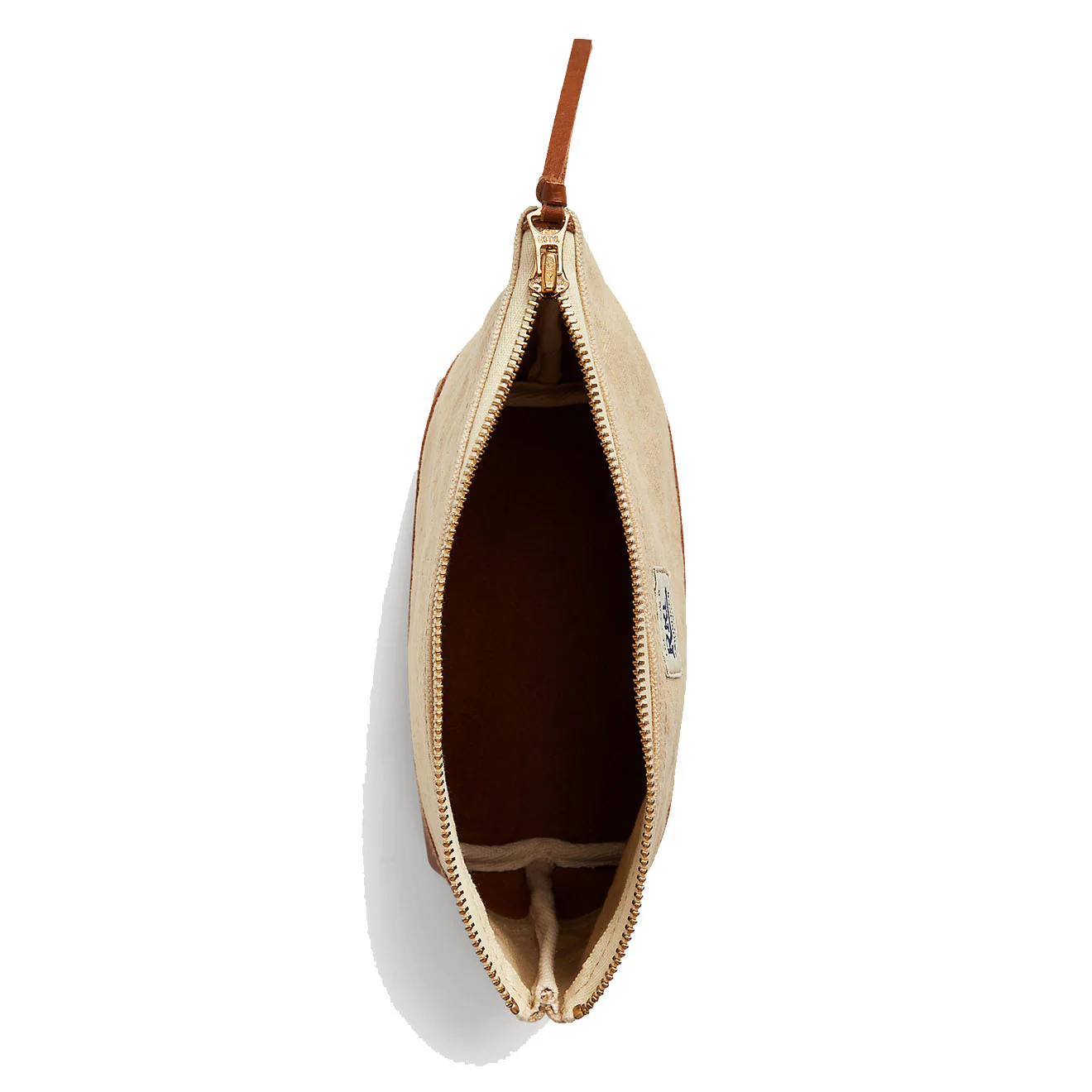 RRL by Ralph Lauren Leather-Trim Canvas Pouch Greige/Brown - Image 3