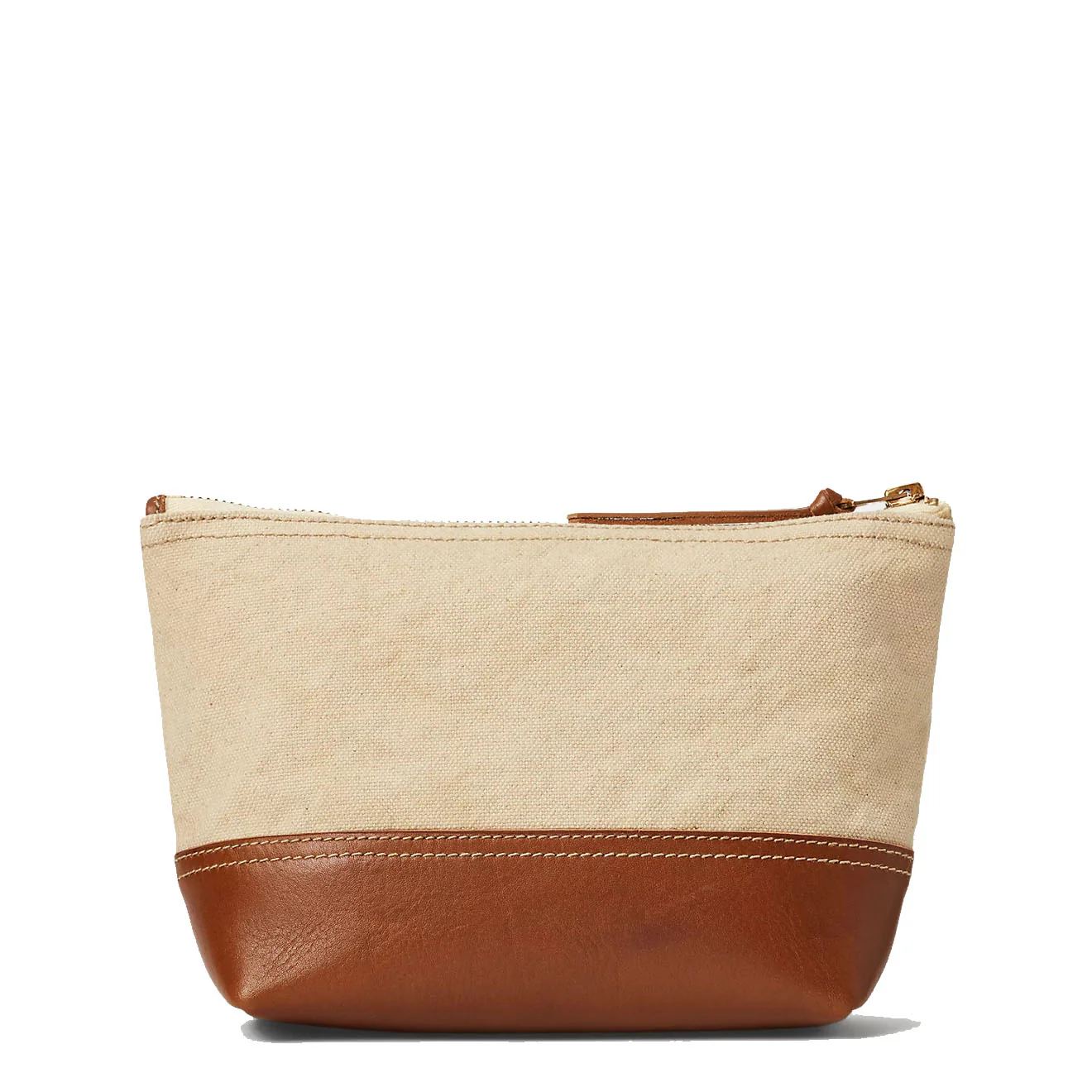 RRL by Ralph Lauren Leather-Trim Canvas Pouch Greige/Brown - Image 4