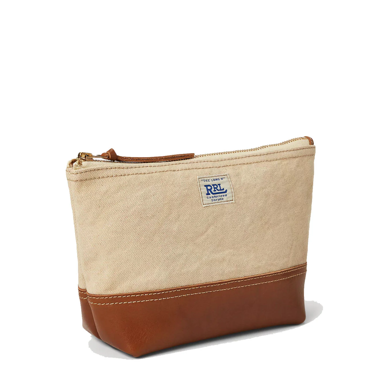 RRL by Ralph Lauren Leather-Trim Canvas Pouch Greige/Brown - Image 5