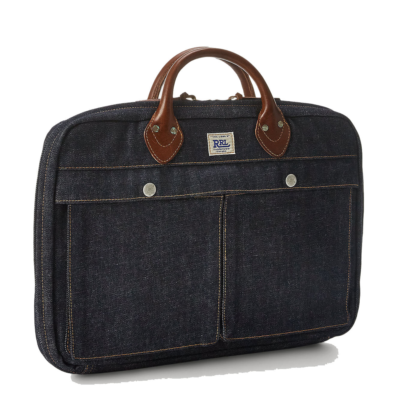 RRL by Ralph Lauren Leather-Trim Denim Briefcase Indigo - Image 3