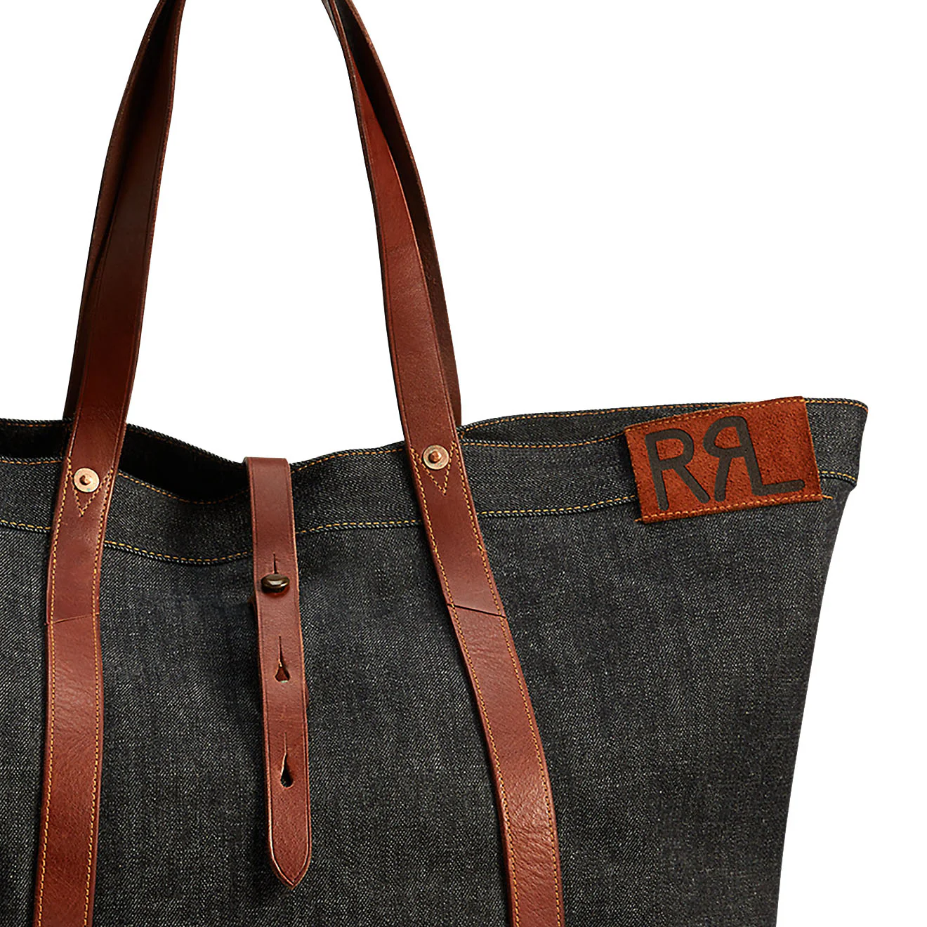 RRL by Ralph Lauren Leather-Trim Denim Tote Indigo - Image 2