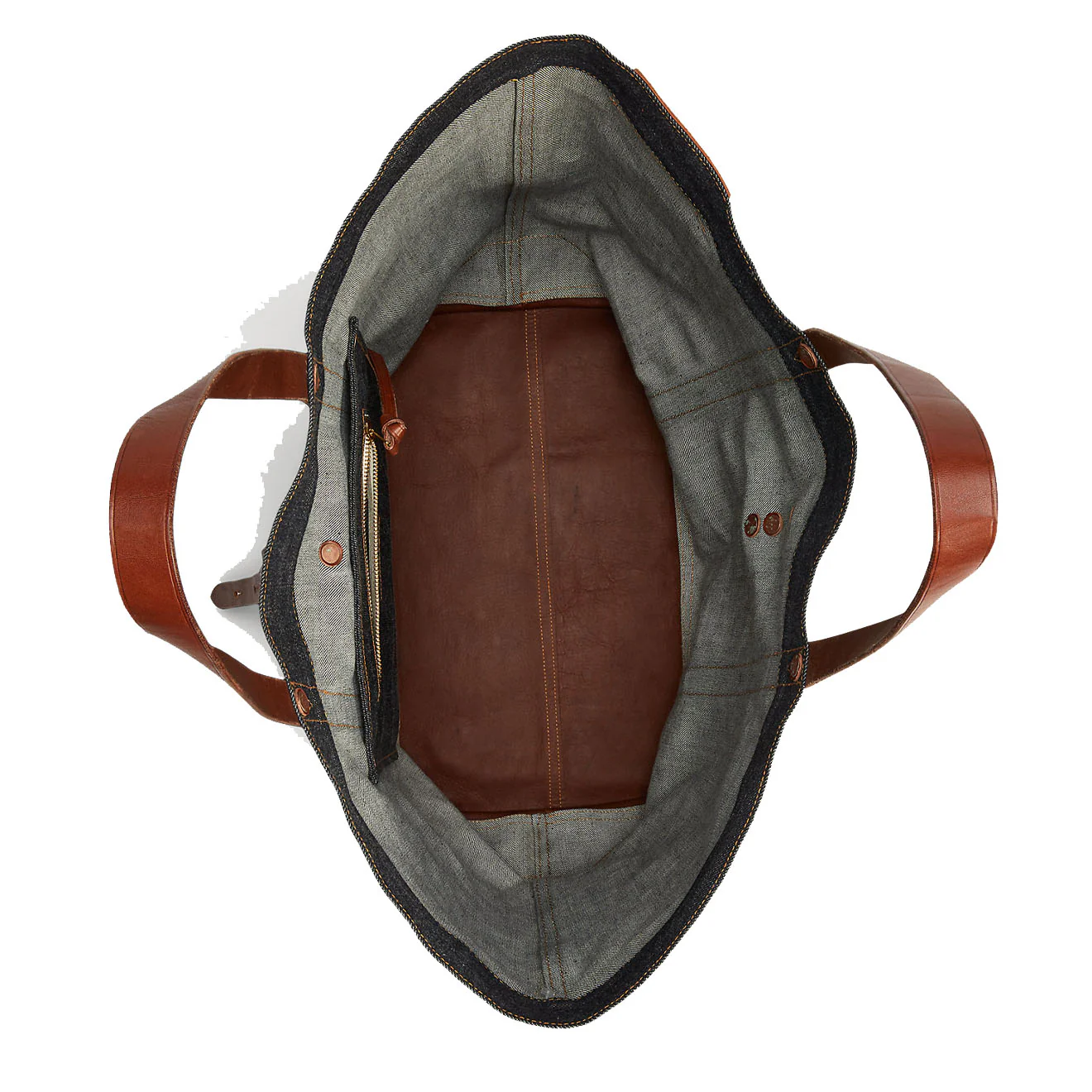 RRL by Ralph Lauren Leather-Trim Denim Tote Indigo - Image 3