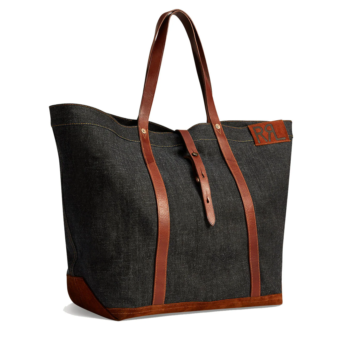 RRL by Ralph Lauren Leather-Trim Denim Tote Indigo - Image 5