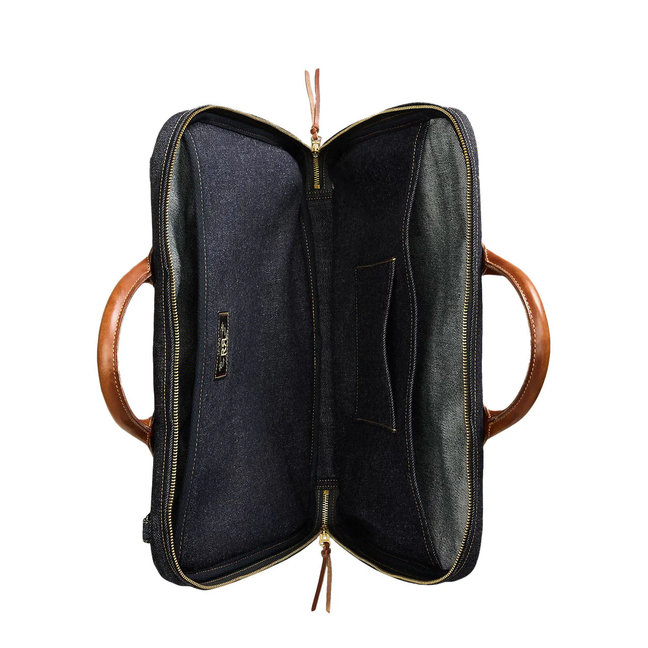 RRL By Ralph Lauren Leather-Trim Indigo Denim Briefcase Indigo - Image 3
