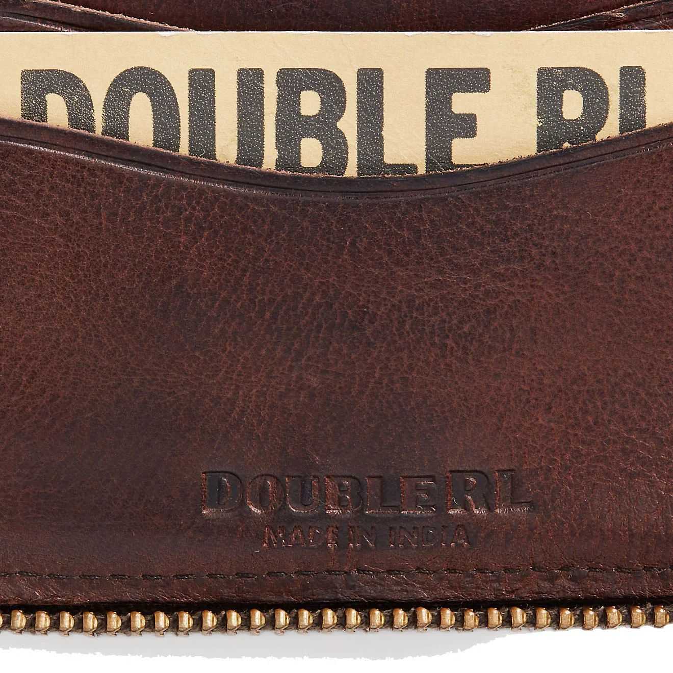 RRL by Ralph Lauren Leather Zip Wallet Dark Brown - Image 3
