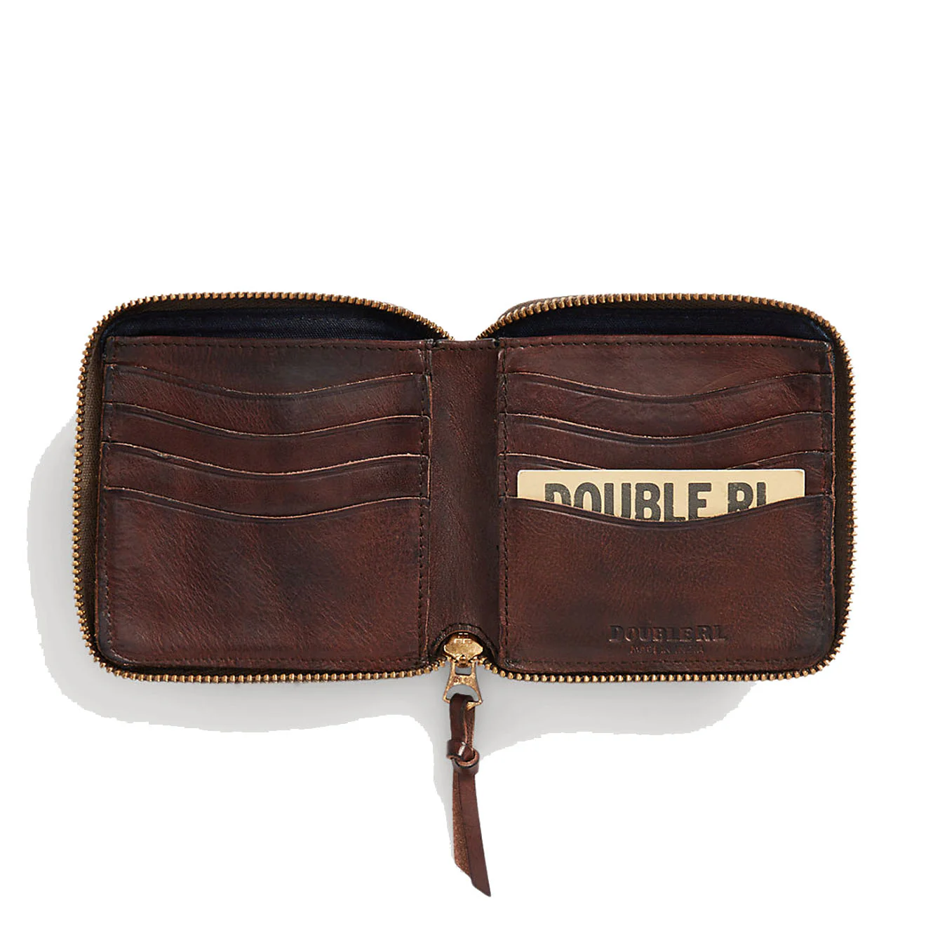RRL by Ralph Lauren Leather Zip Wallet Dark Brown - Image 4