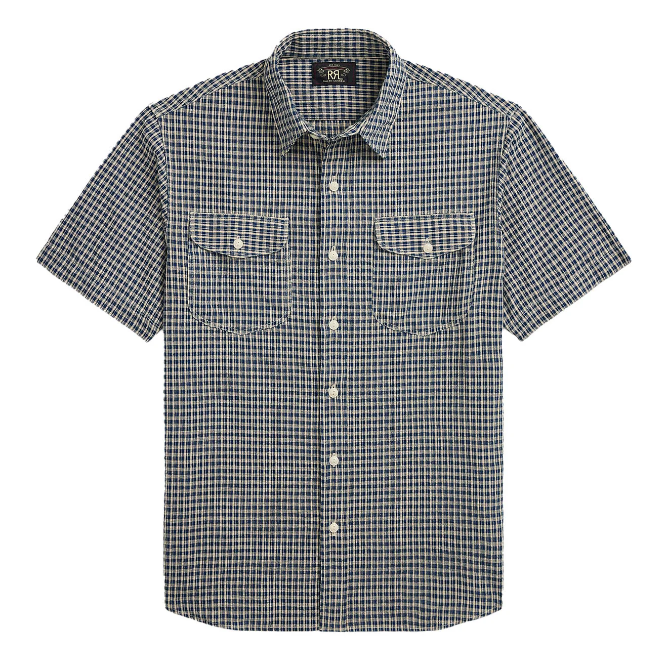 RRL By Ralph Lauren Lee S/S Short Sleeve Sport Shirt Indigo Check