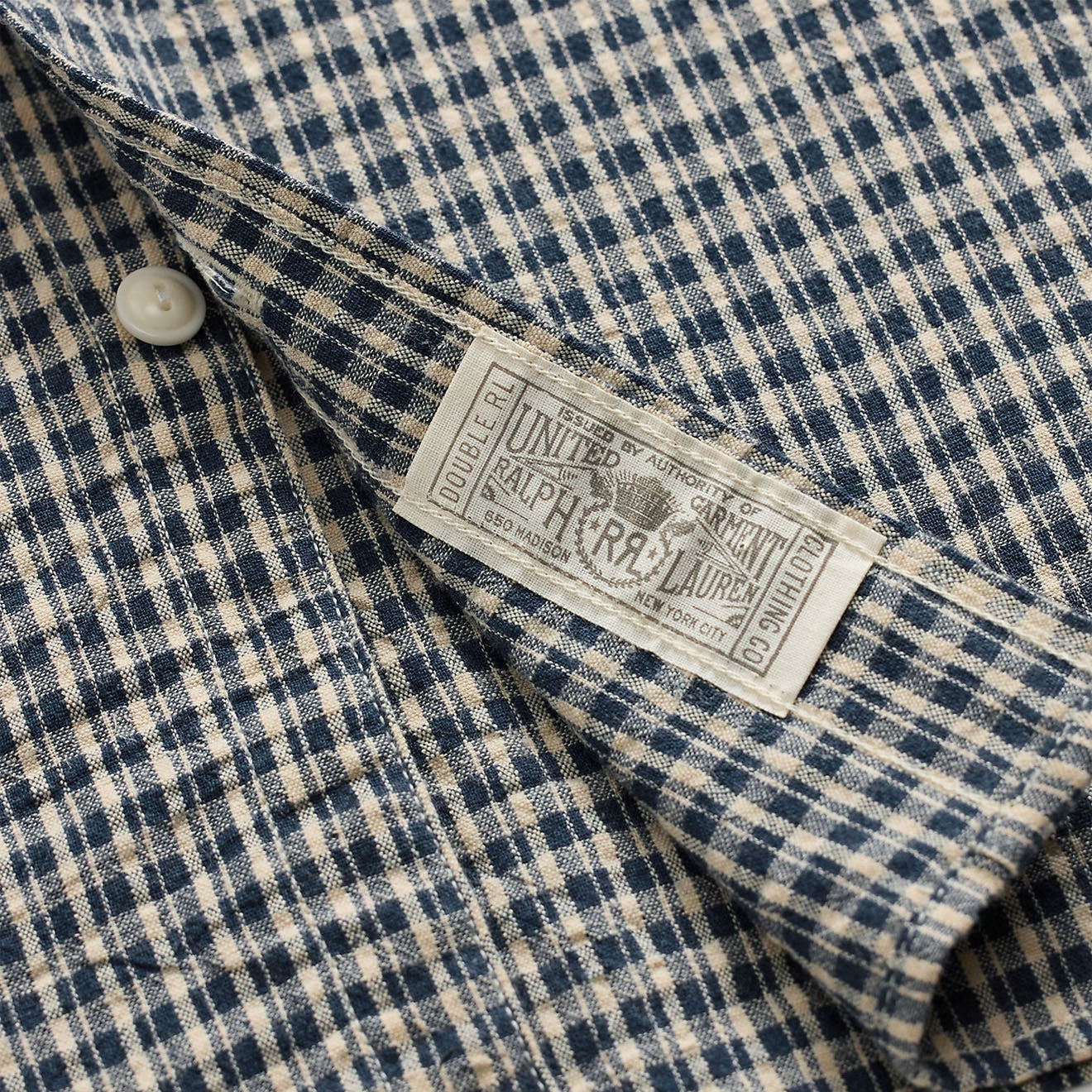 RRL By Ralph Lauren Lee S/S Short Sleeve Sport Shirt Indigo Check - Image 3