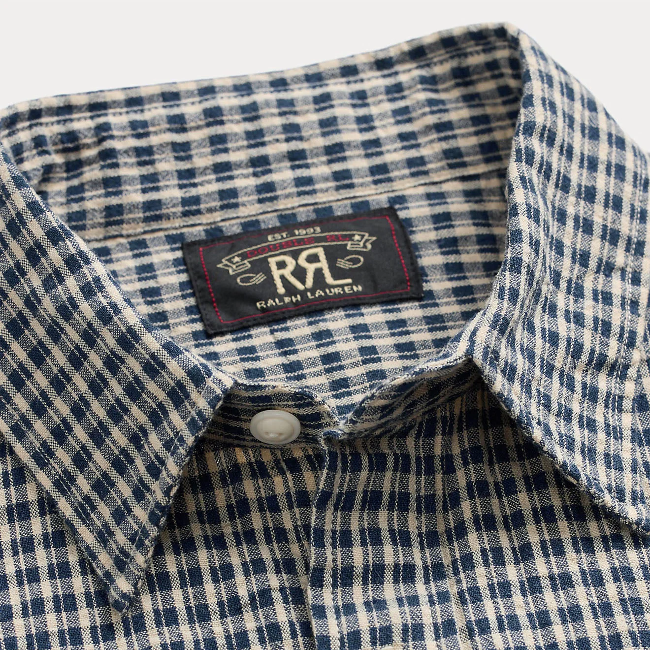 RRL By Ralph Lauren Lee S/S Short Sleeve Sport Shirt Indigo Check - Image 4