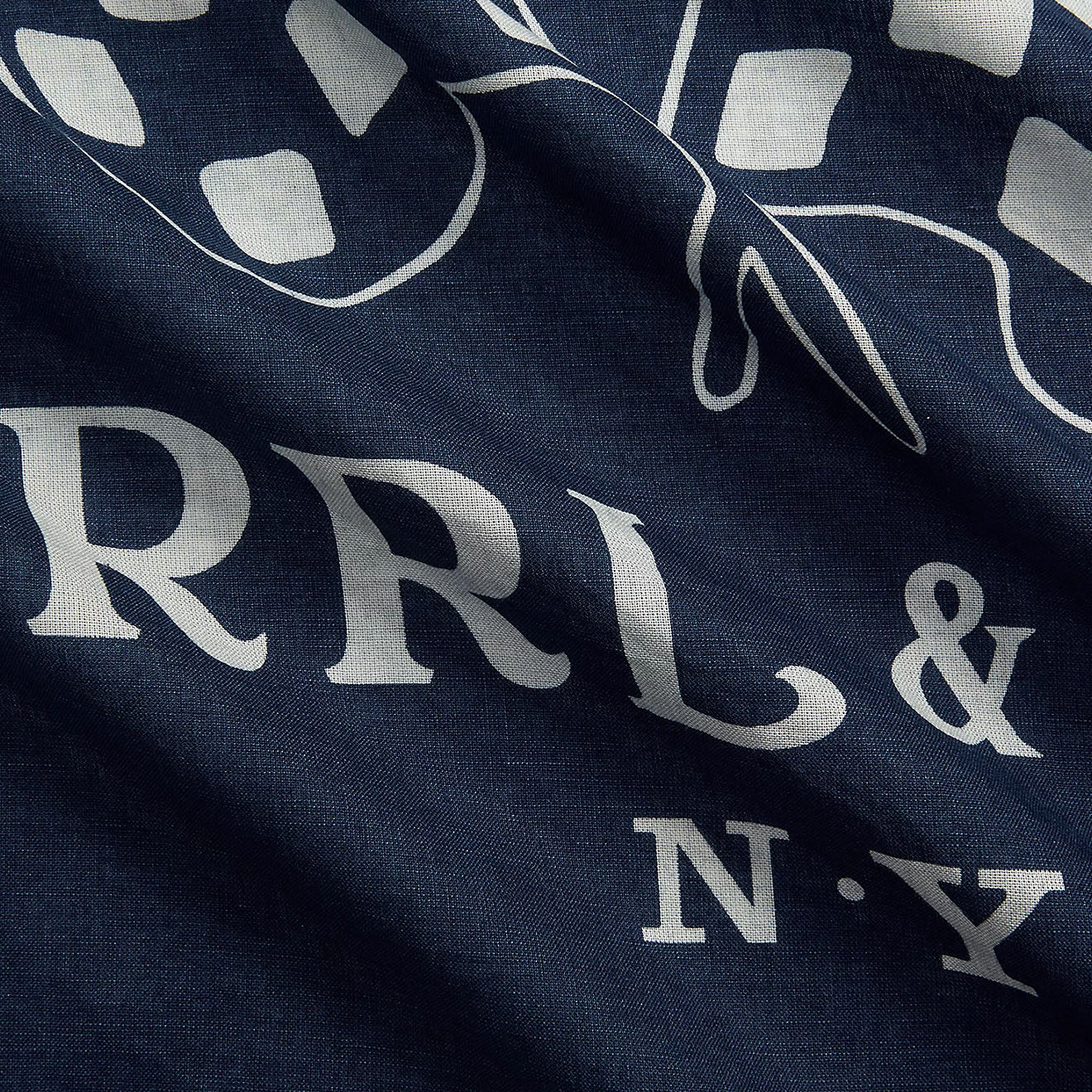 RRL by Ralph Lauren Logo Cotton Bandana Indigo/Cream - Image 3
