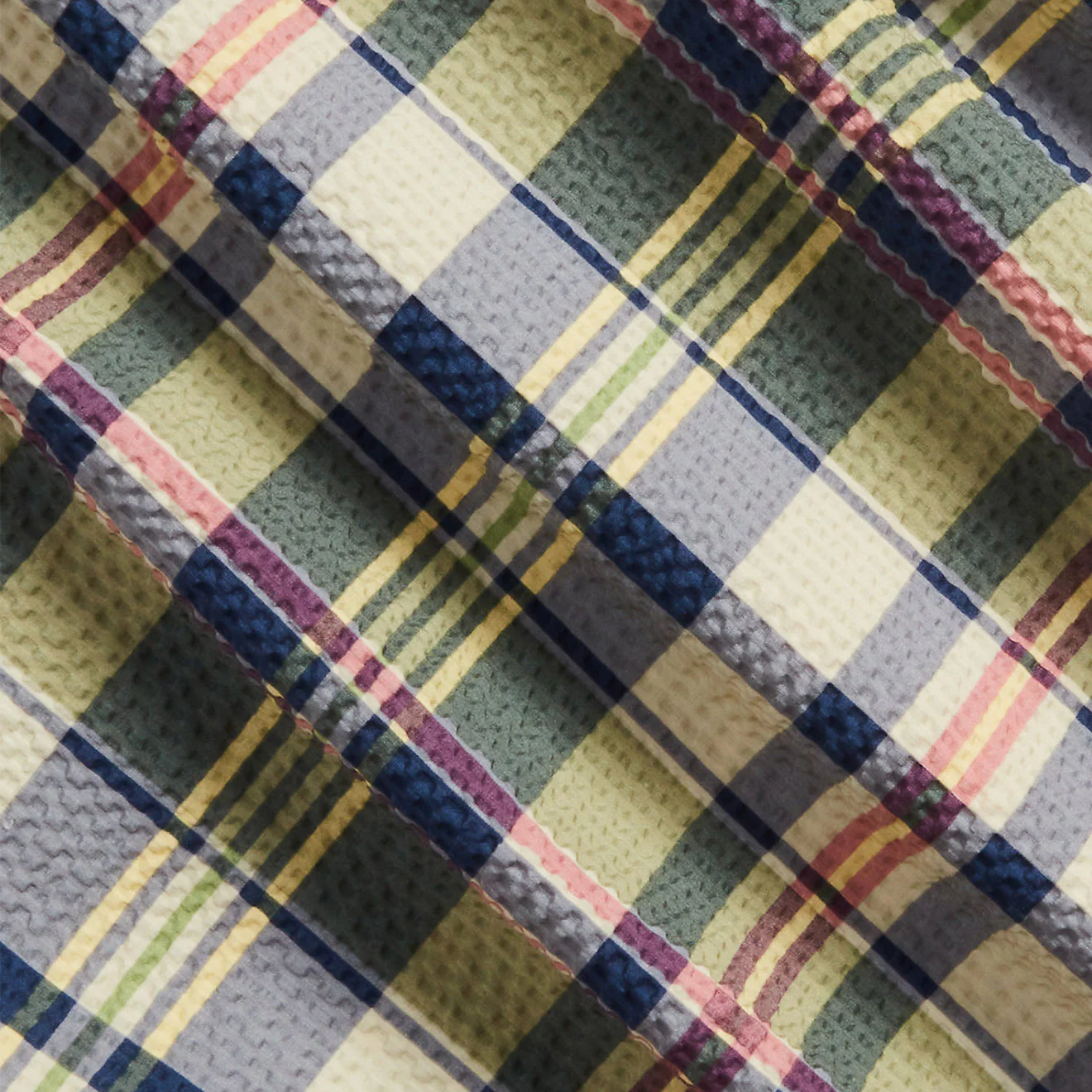 RRL by Ralph Lauren Madras-Print Seersucker Camp Shirt Green/Cream/Multi - Image 2