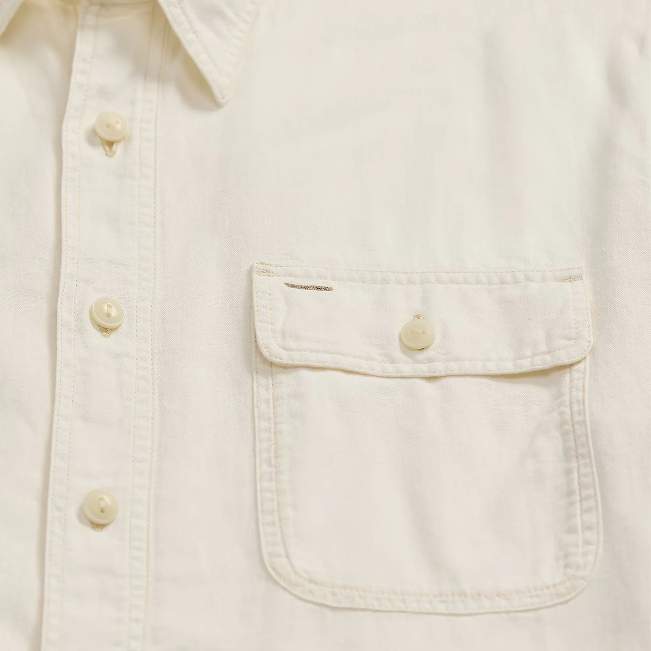 RRL By Ralph Lauren Matlock S/S Short Sleeve Sport Shirt Natural / Off-White - Image 3