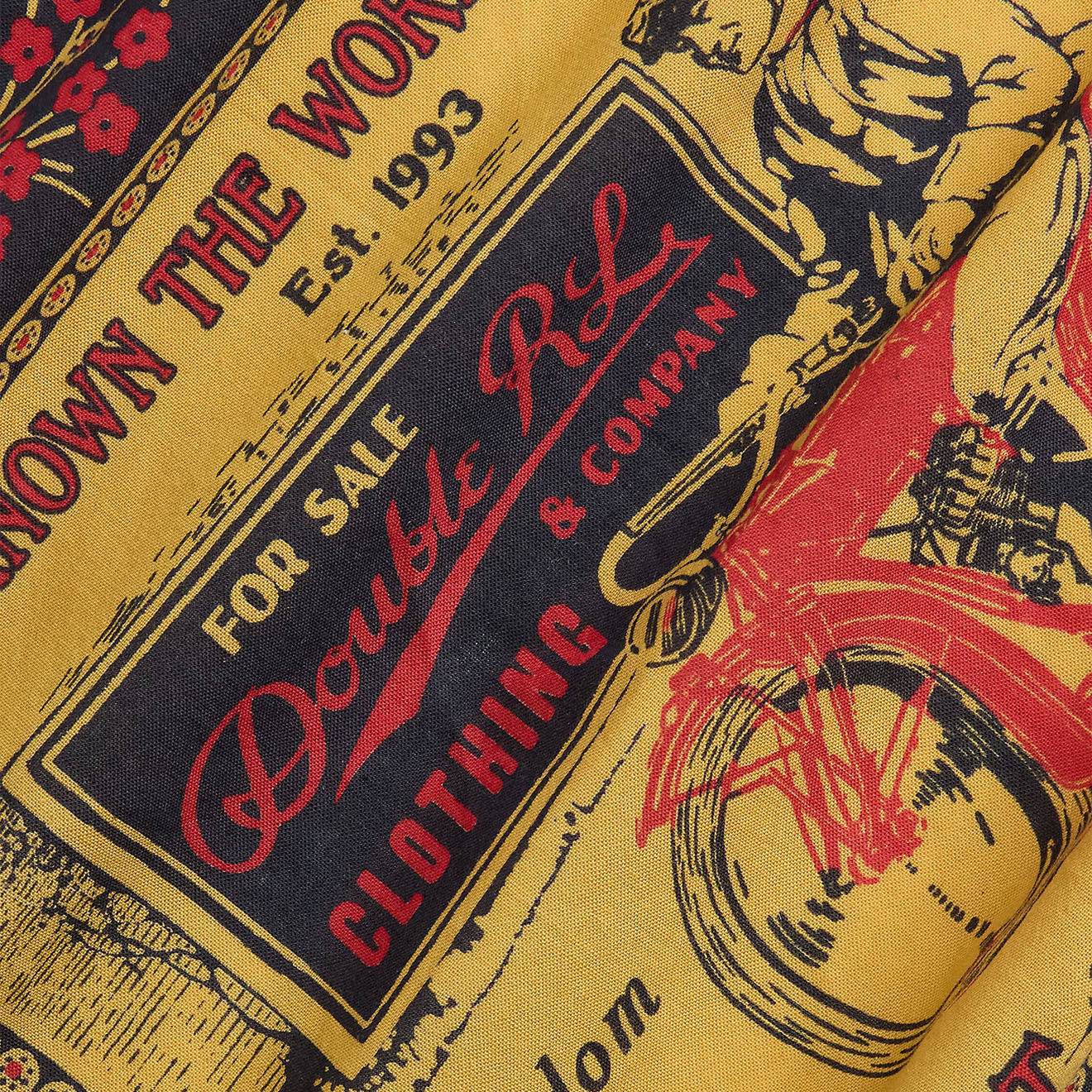 RRL By Ralph Lauren Motorcyclist-Print Cotton Bandanna Navy/Yellow/Red - Image 3