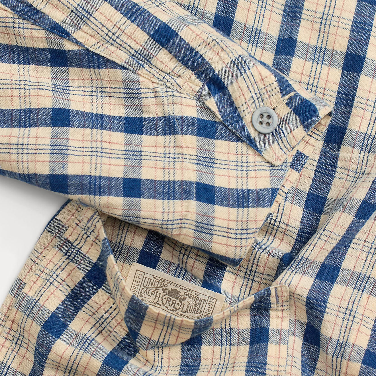 RRL By Ralph Lauren Norfolk Long Sleeve Sport Shirt Indigo Plaid Multi - Image 2